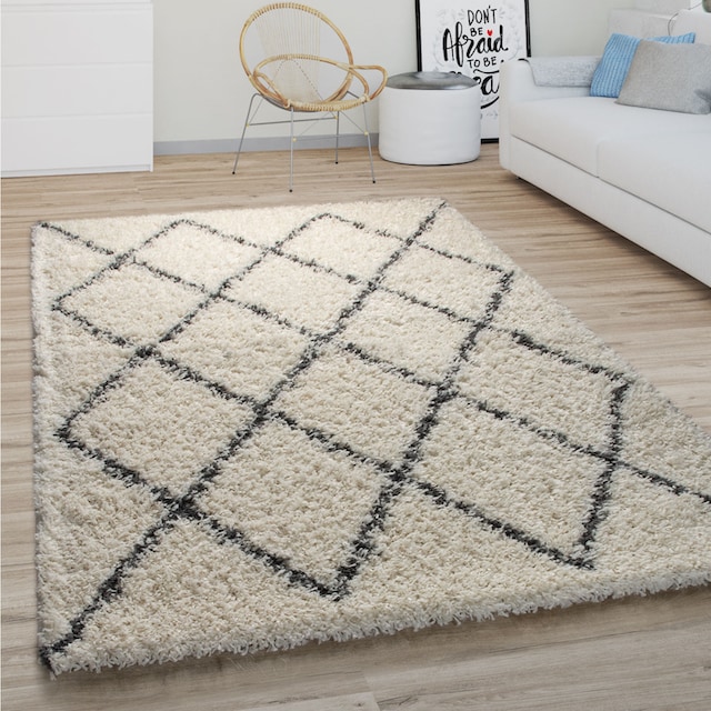 Paco Home Hochflor-Teppich »Kalmar 444«, rund, Scandi Design, Rauten  Muster, weich & kuschelig auf Rechnung kaufen