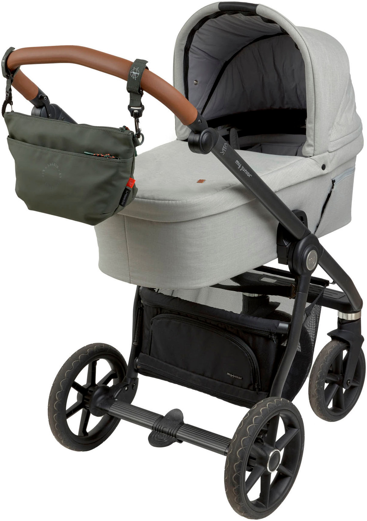 LÄSSIG Kinderwagen-Tasche »Green Label, Buggy Bum Bag, dark olive«, mit Kinderwagenbefestigung