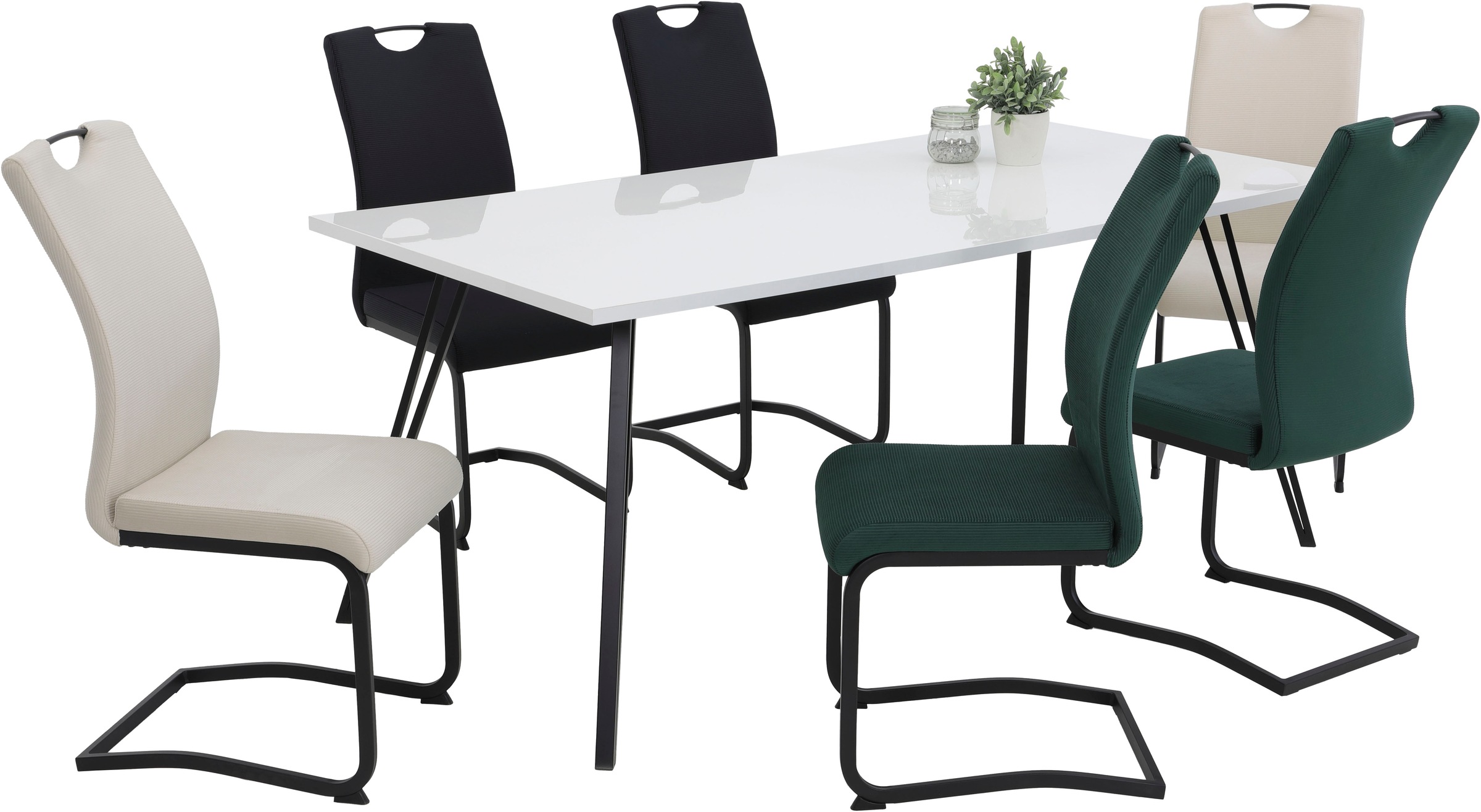 HELA Freischwinger »RIGA II«, (Set), 4 St., Samt-Cord, Freischwinger,Vierkantrohrgestell,mit Griff,Samt Cordoptik