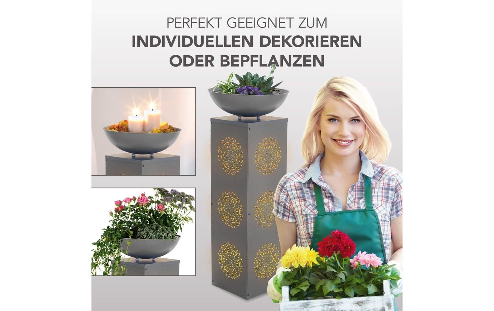 EASYmaxx Dekosäule »Mandala, Aufbauset« Dekosäule in Beton-Optik mit Pflanzschale
