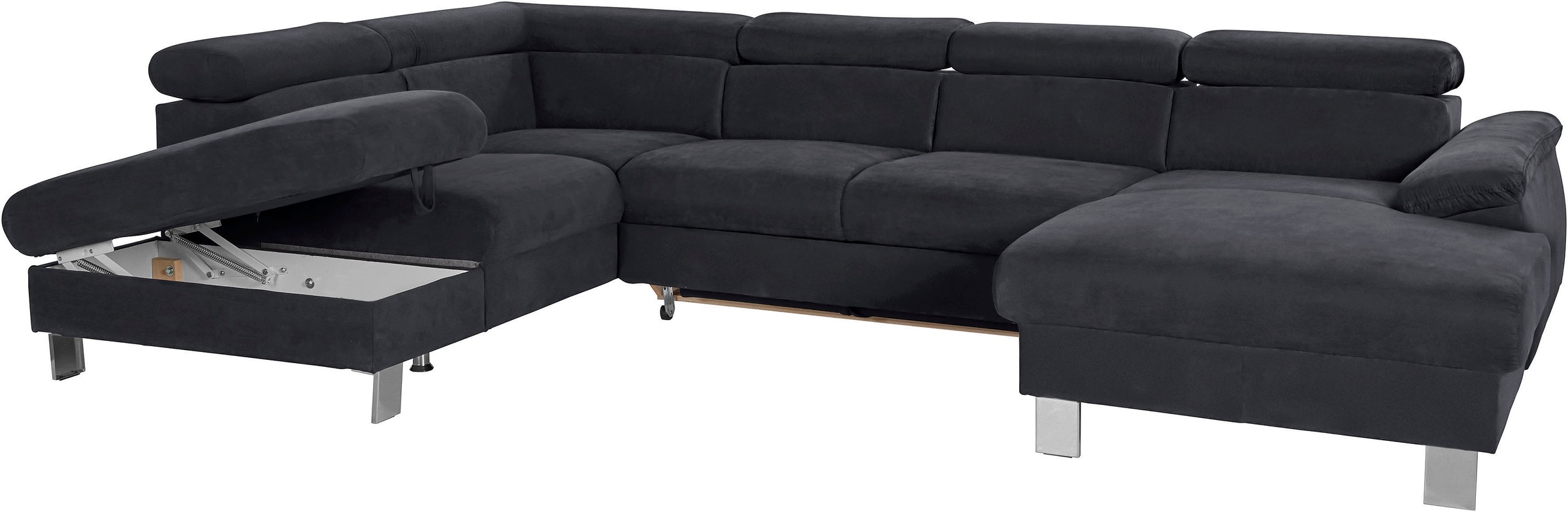 COTTA Wohnlandschaft »Komaris U-Form, B: 320 cm«, mit Kopfteilverstellung, optional Bettfunktion, Bettkasten & Licht