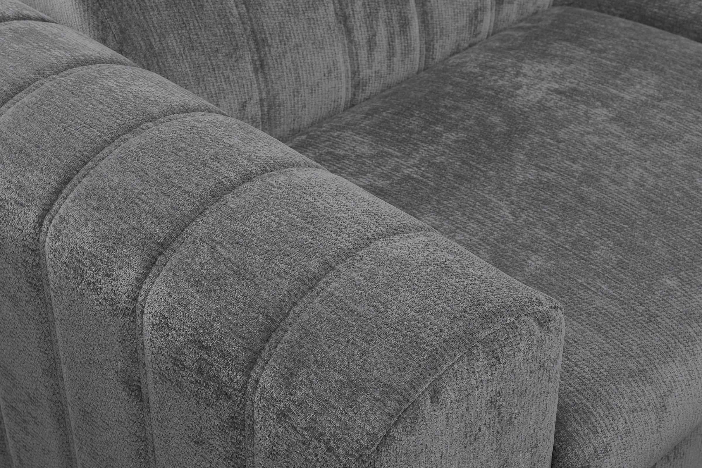 WERK2 Ecksofa »Foster L-Form mit Schlaffunktion und Bettkasten, 264 cm breit« 3 verstellbare Kopfstützen & Pfeifensteppung im Retro-Look