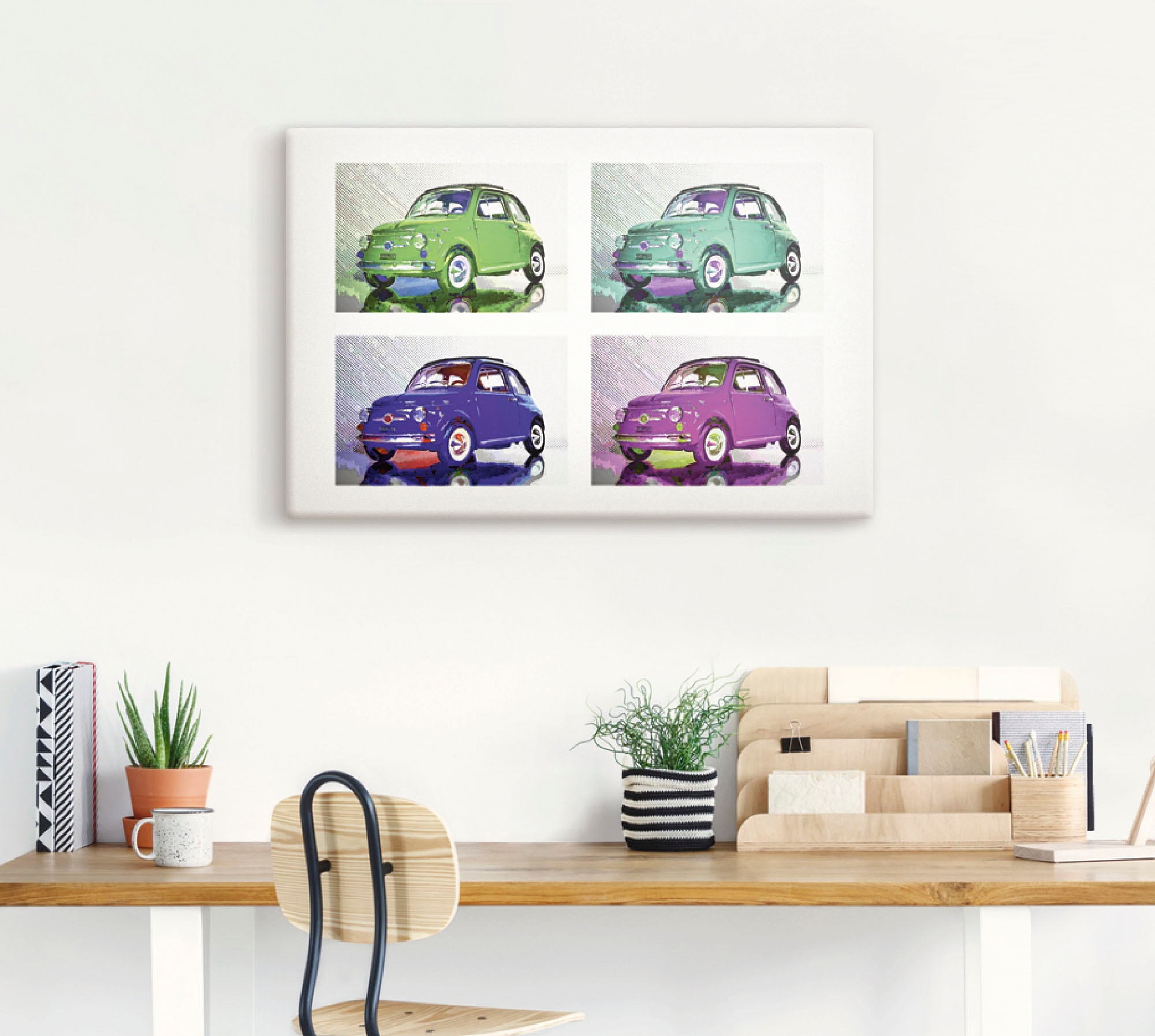 Artland Leinwandbild "POP ART Der kleine italienische Freund", Auto, (1 St. günstig online kaufen