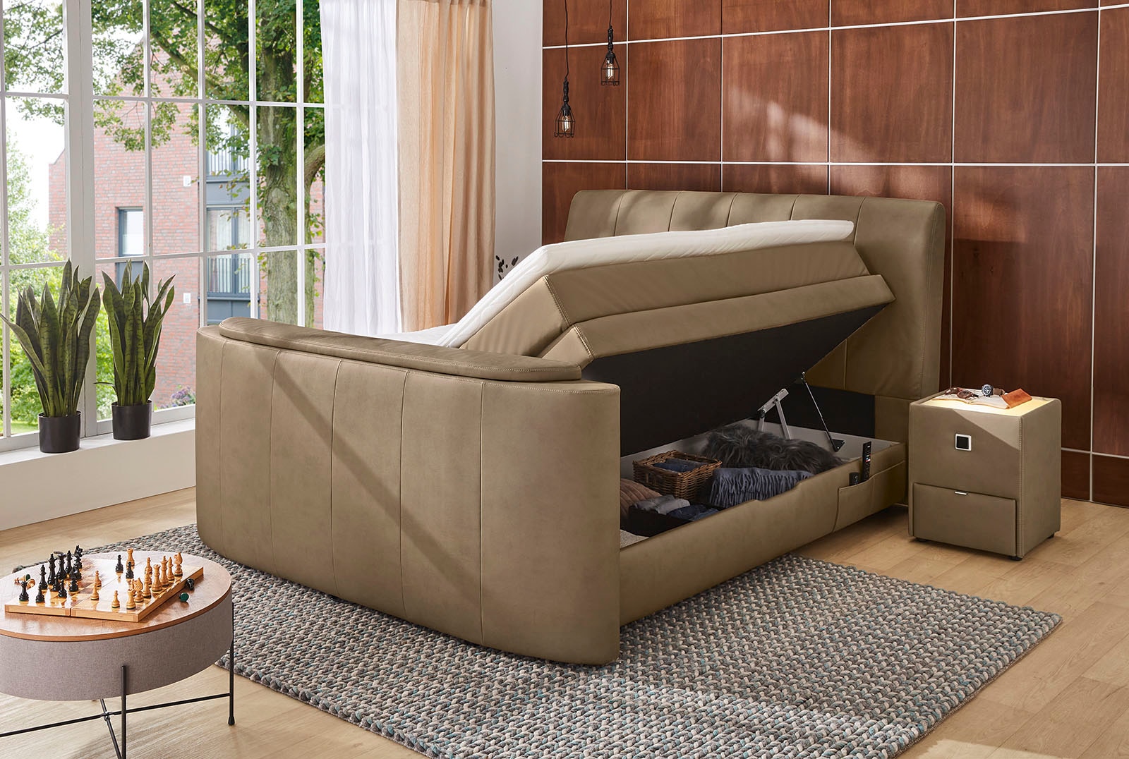 Jockenhöfer Gruppe Boxspringbett »Bel Air«, mit versenkbarem TV-Lift (für bis zu 40 Zoll), Fernbedienung und Bettkasten/Stauraum