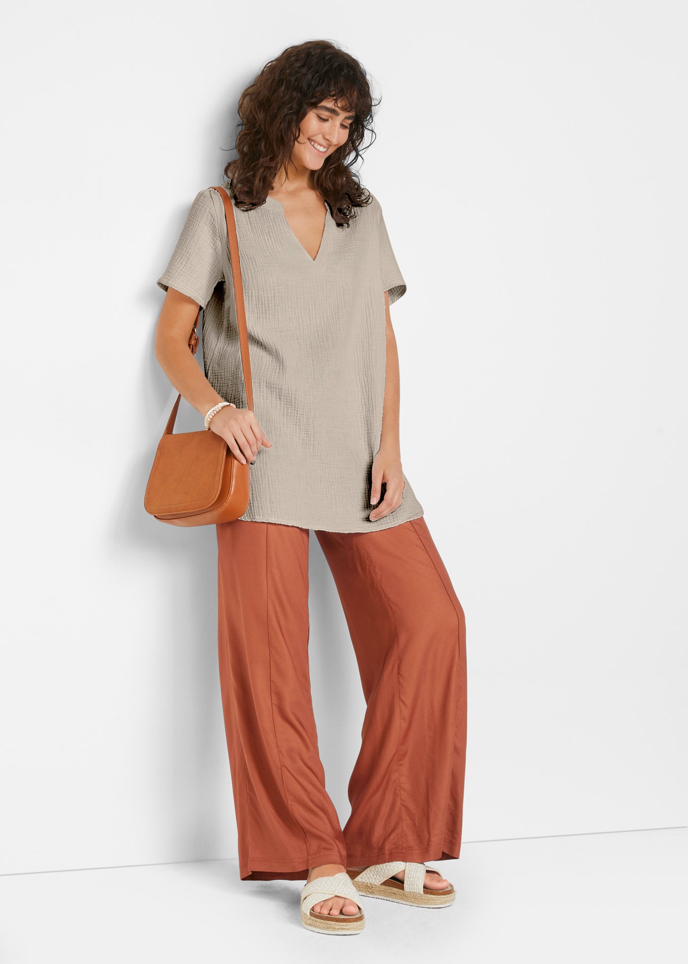 bonprix Longtunika Musselin Long-Tunika aus reiner Baumwolle