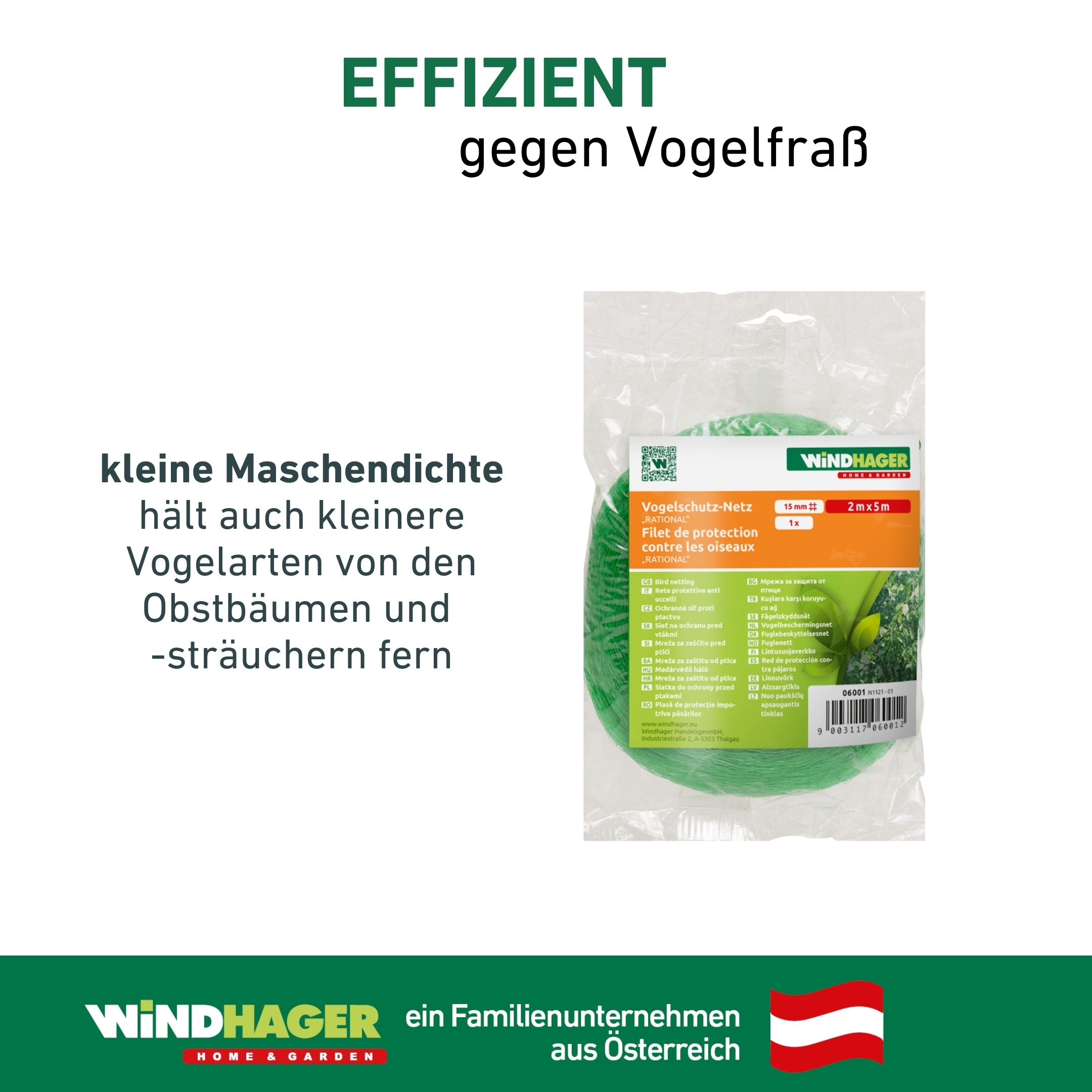 Windhager Schutznetz »für Obstbäume und Sträucher, Vogelschutz-Netz Rational« Maschenweite 15 mm, erhältlich in unterschiedlichen Größen