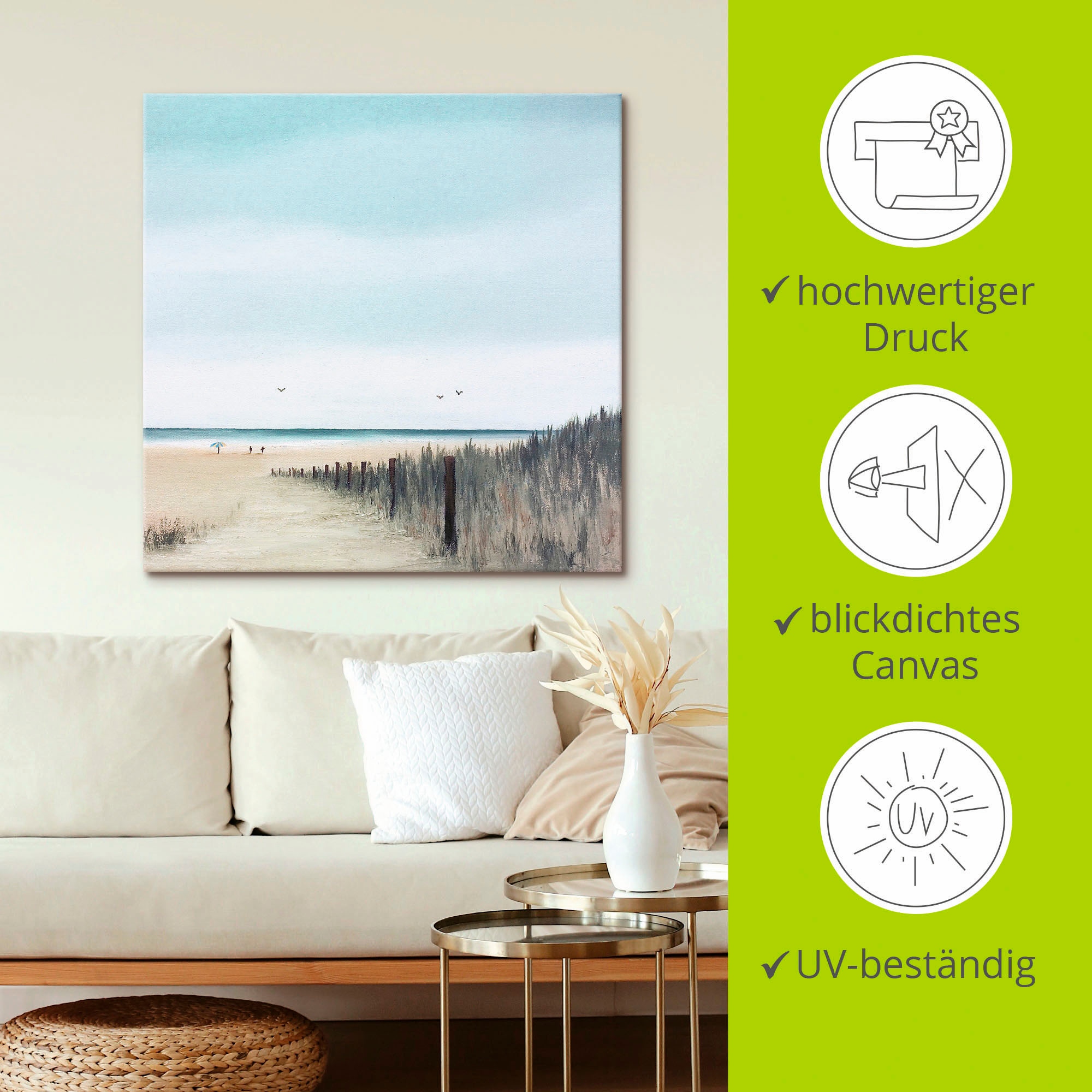 Artland Leinwandbild »Sonniger Morgen I« Strand 1 Stk. tlg. als Leinwandbild, Poster in verschied. Größen