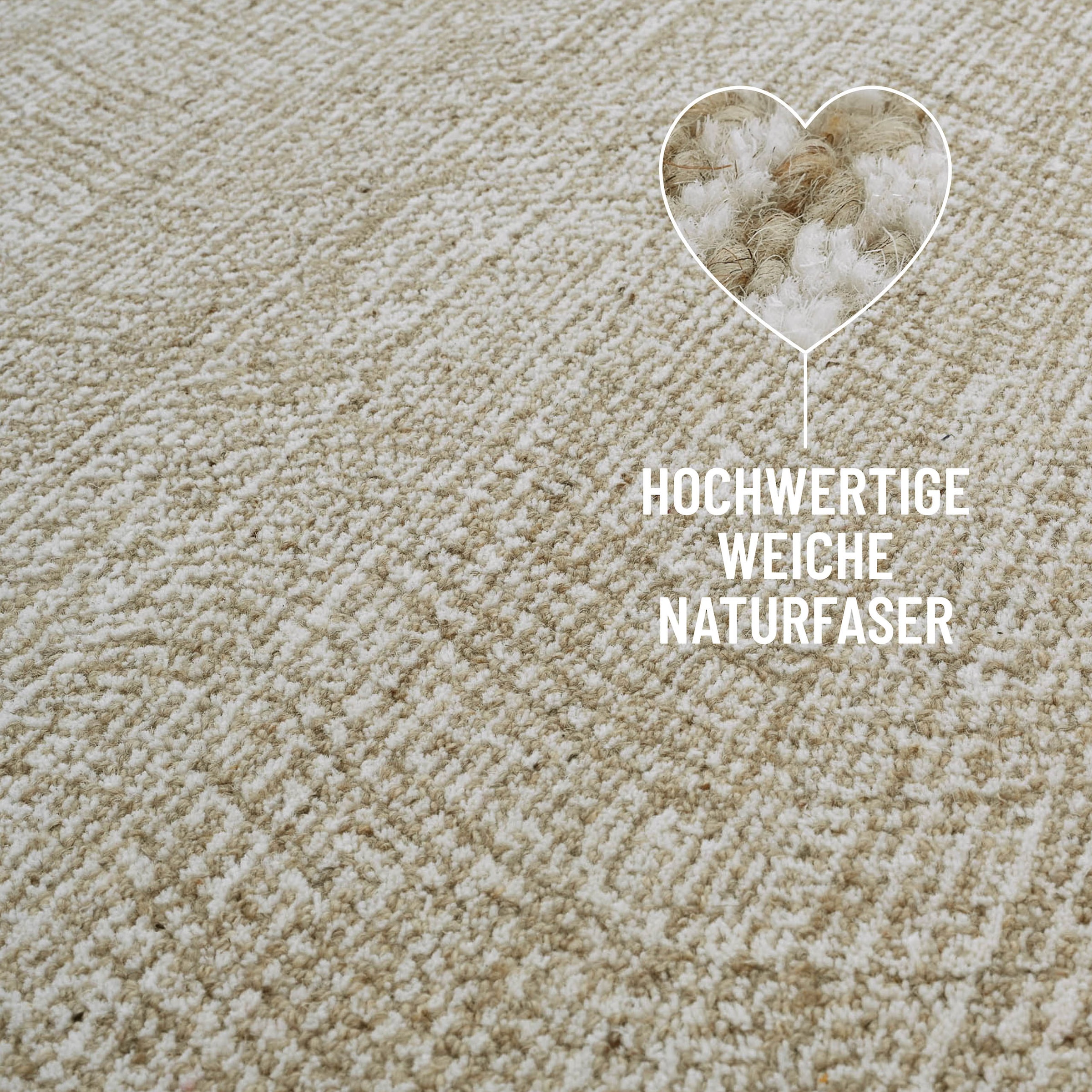 Wecon home Wollteppich »Hamptons THIRTEEN«, rechteckig, 10 mm Höhe, Läufer, Schurwolle, Kurzflor, Wohnzimmer, Schlafzimmer, elegant, Welle