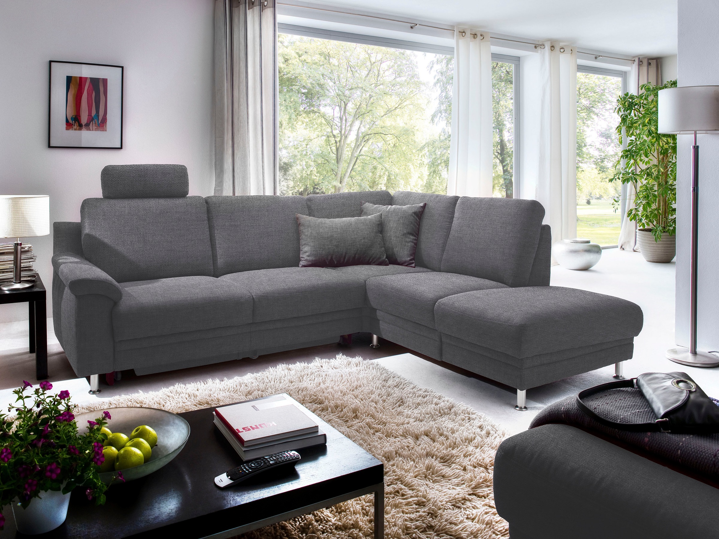 3C Carina Ecksofa »Korfu L-Form«, incl.- 1 Kopfstütze, wahlweise mit Schlafunktion und Stauraum
