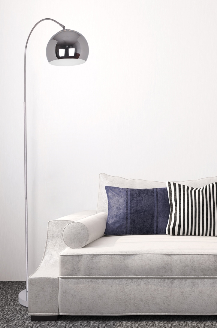 näve Stehlampe »Style«, 1 flammig, Leuchtmittel E27 | ohne Leuchtmittel, Zuleitung mit Fußschalter, Material: Metall, Farbe: chrom,E27 max. 40W