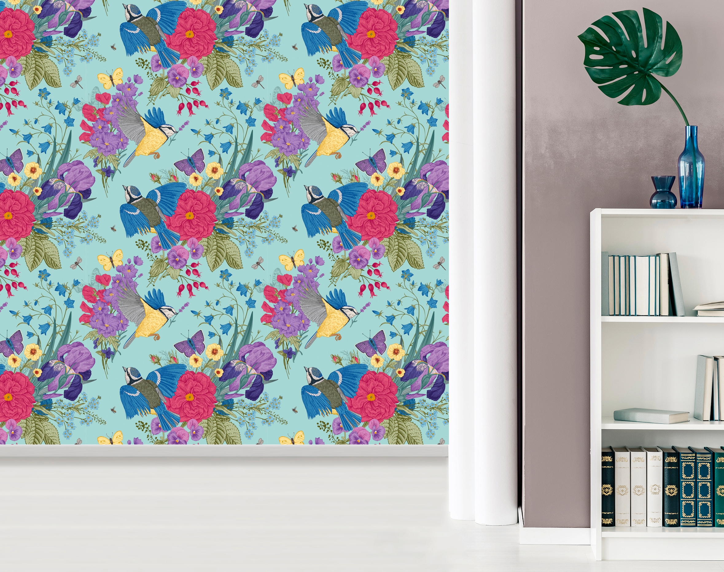 queence Vinyltapete »Nika«, bedruckt-Motiv-botanisch-floral-gemustert-natürlich, 90x250cm, selbstklebend, kinderleichte Anbringung, Sticker