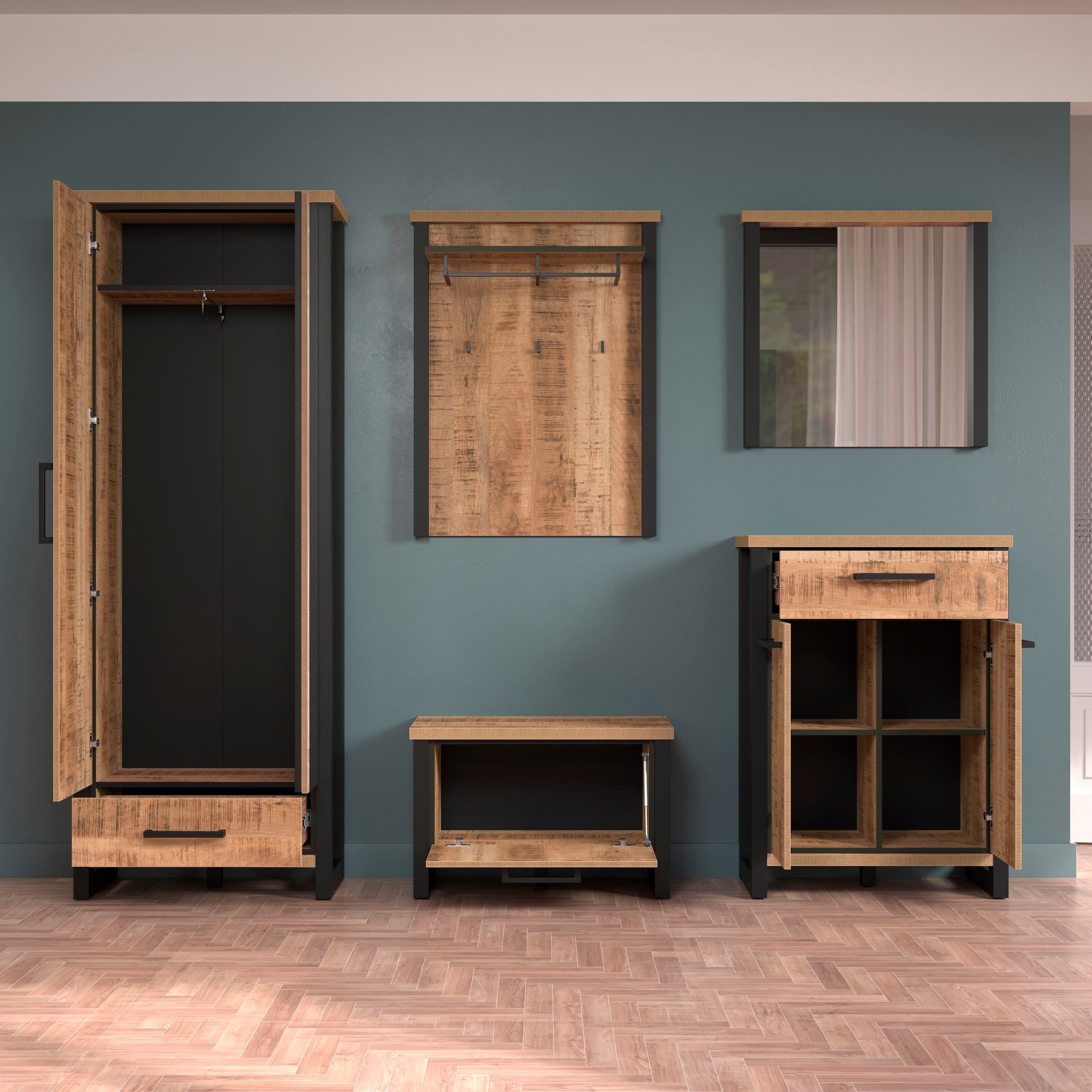 Home affaire Garderoben-Set »Elda« Komplett-Set, 5 Stk. tlg. Garderoben-Set günstig online kaufen