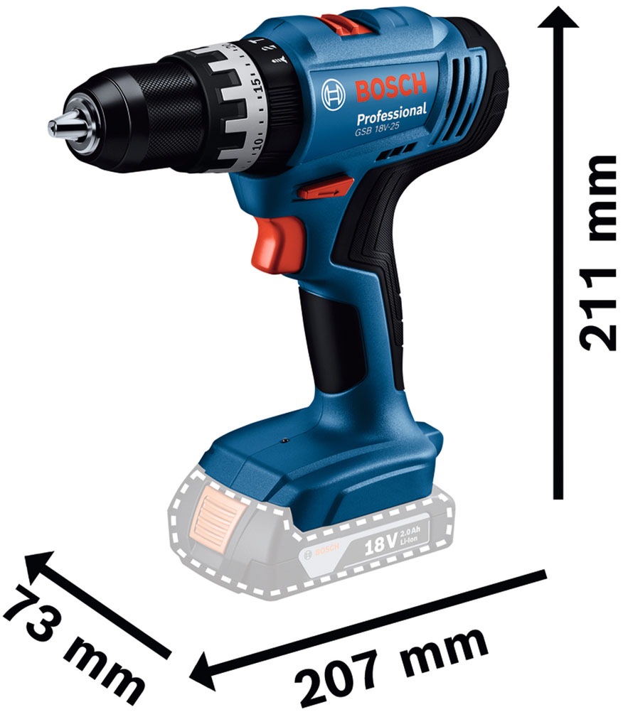 Bosch Professional Akku-Schlagbohrschrauber »GSB 18V-25« Set,  inkl. 2 Akkus, Ladegerät und L-BOXX