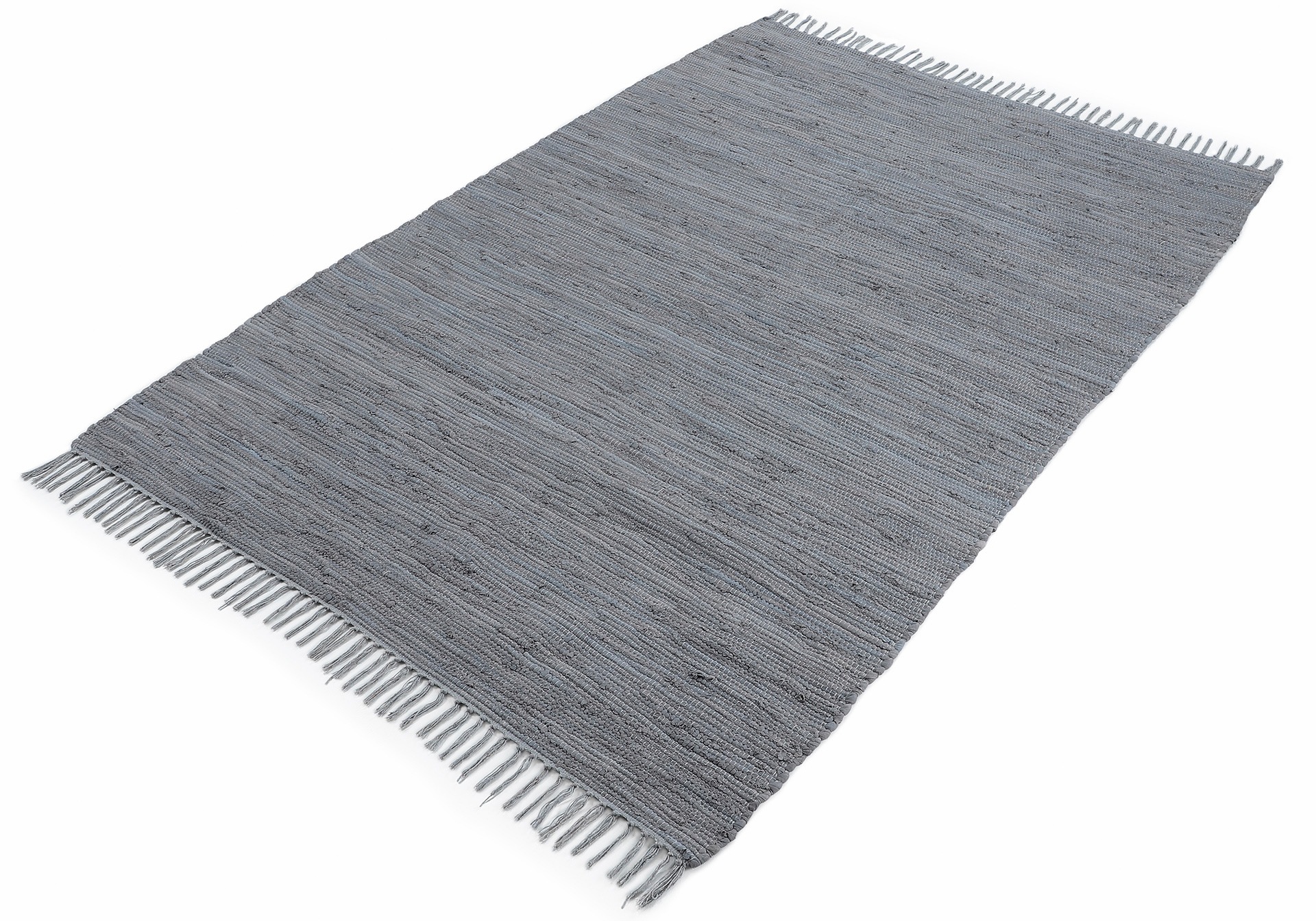 carpetfine Teppich »Kelim Chindi uni«, rechteckig, 5 mm Höhe, Wendeteppich, reine Baumwolle, handgewebt, Uni-Farben, mit Fransen