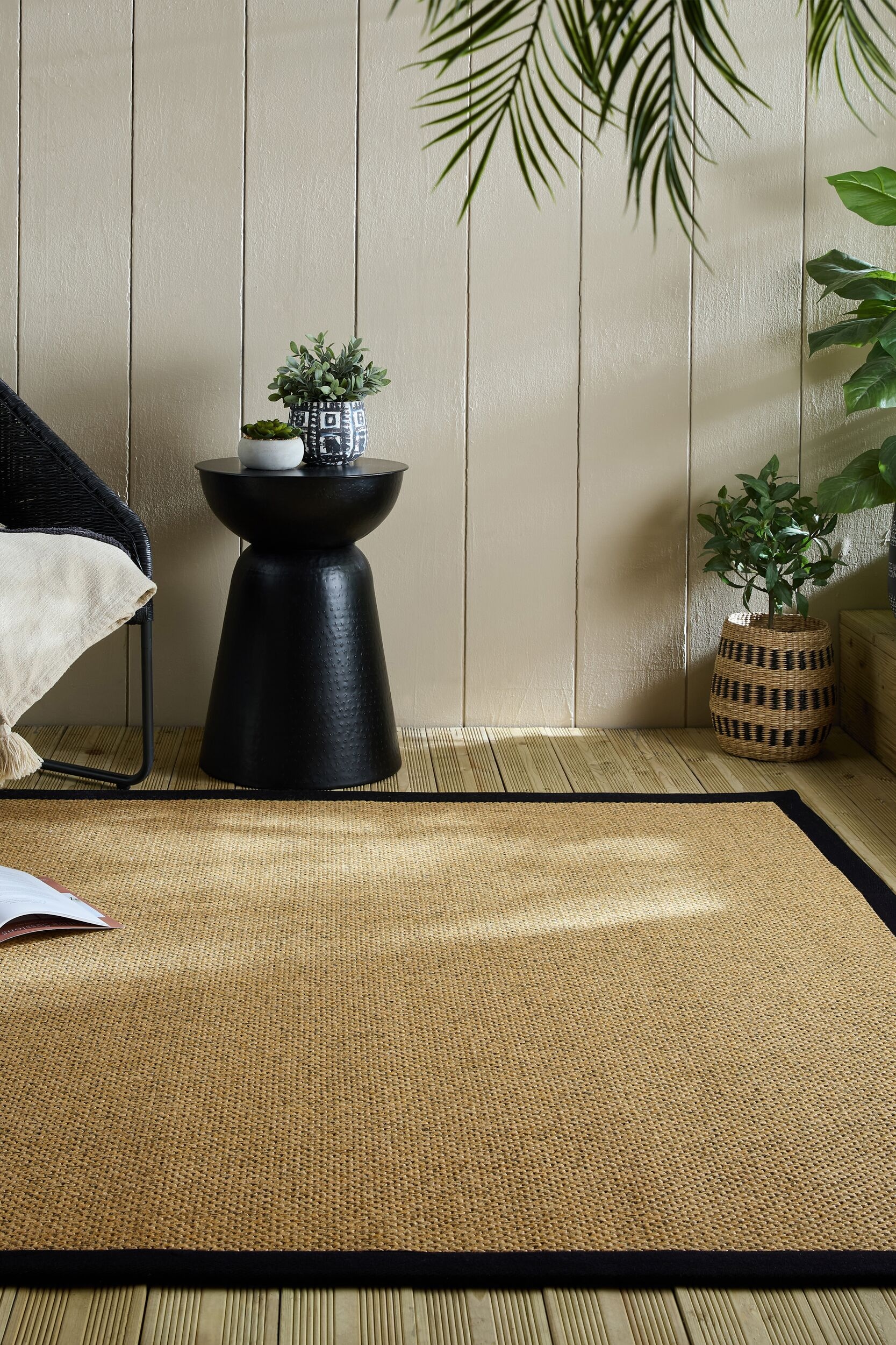 FLAIR RUGS Teppich »Sisal Look«, rechteckig, 6 mm Höhe, Sisal Look Border Indoor Outdoor Bodenläufer Teppich