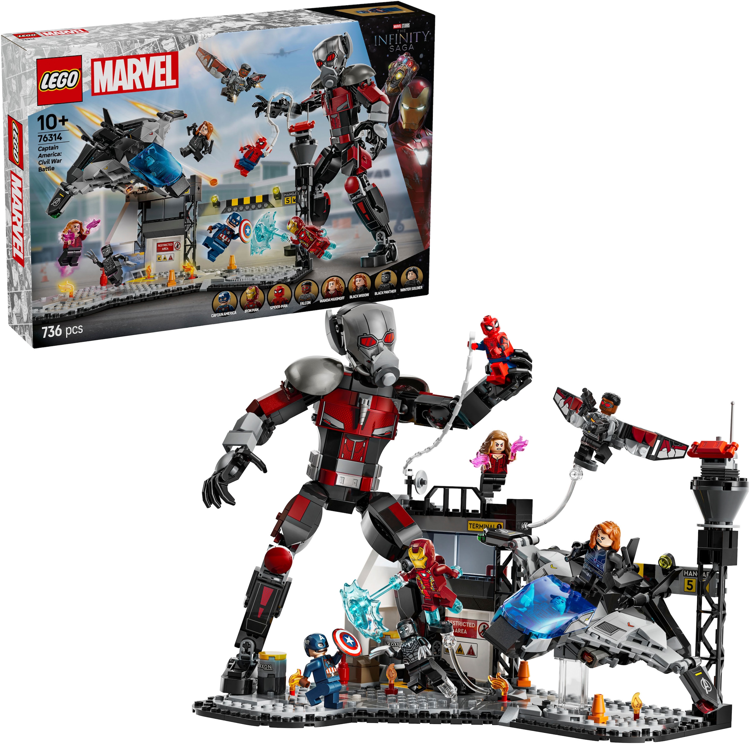 LEGO® Konstruktionsspielsteine »Captain America: Civil War Actionduell (76314), LEGO Super...