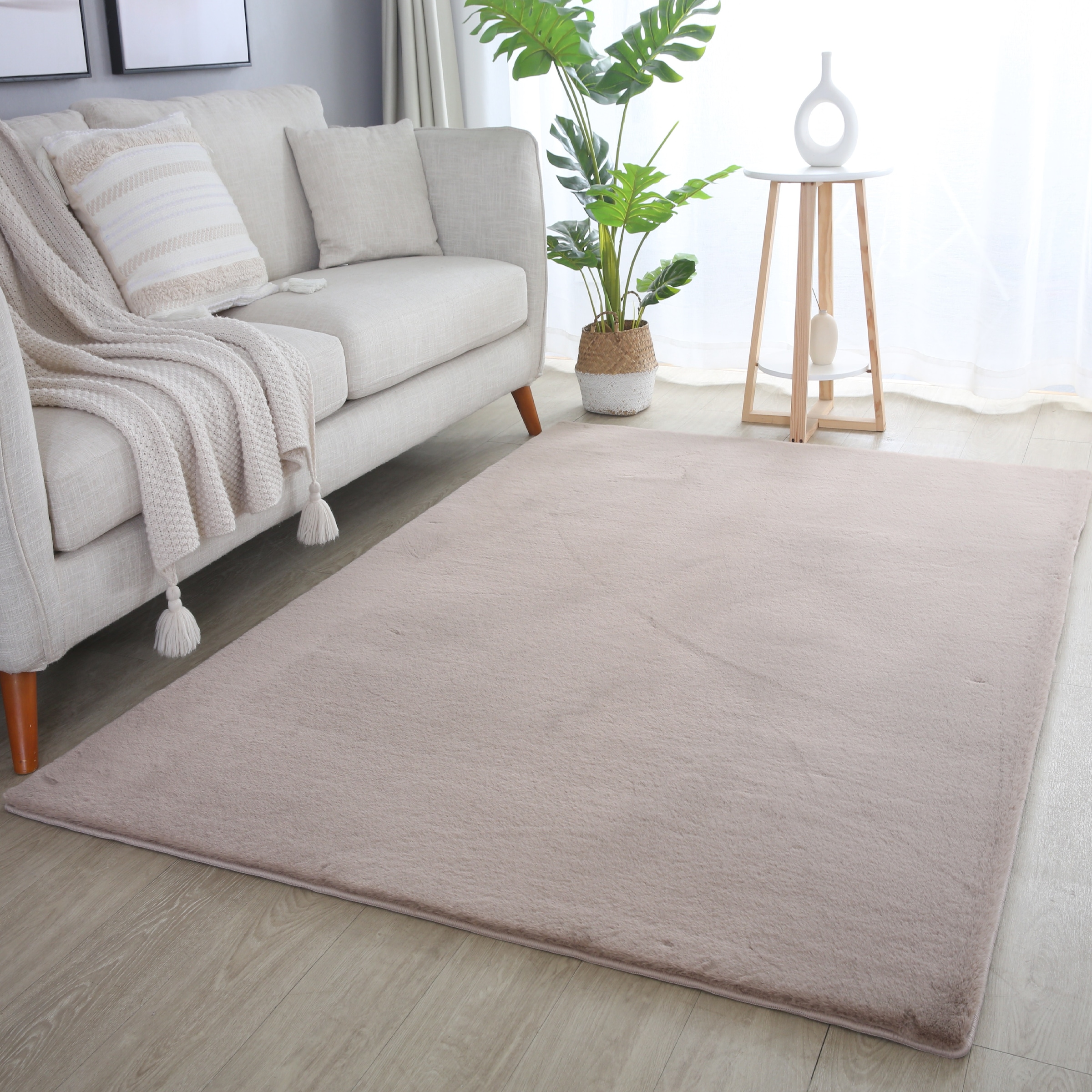 Ayyildiz Teppiche Hochflor-Teppich »Pouffy 5100« Rechteckig 20 Mm Höhe Läufer, Weicher Glatter Softflor, Kaninchen Fell Haptik, Waschbar