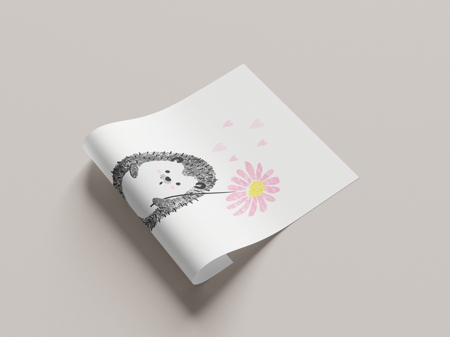Lüttenhütt Poster »Igel mit Herzen und Blume«, Fantasy-Herz-Herzen-Tiere, (1 St.), HD Premium Druck