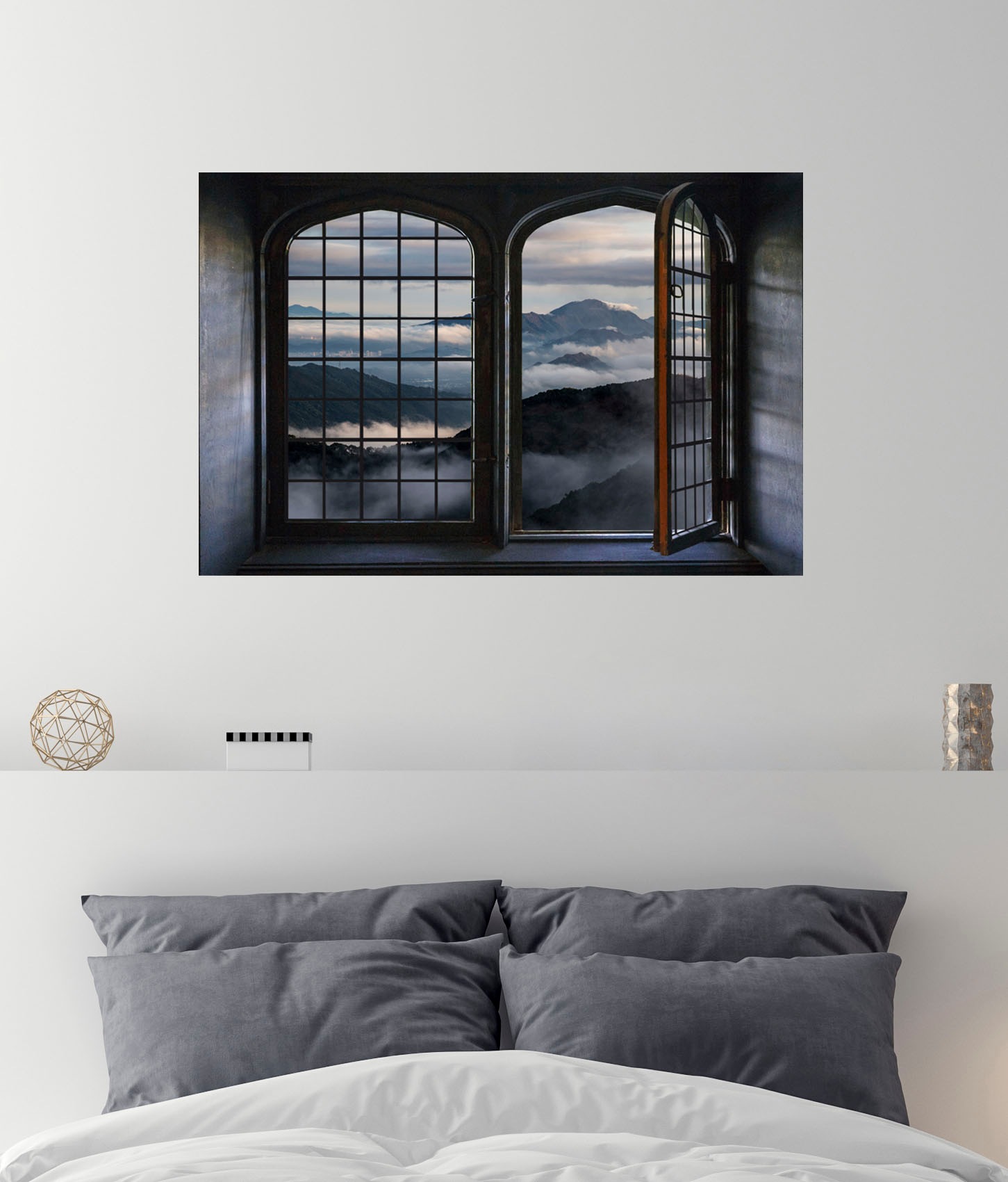 queence Wandsticker »Wolkendecke«, Wandsticker, Wandbild, selbstklebend, 3D, Fenster