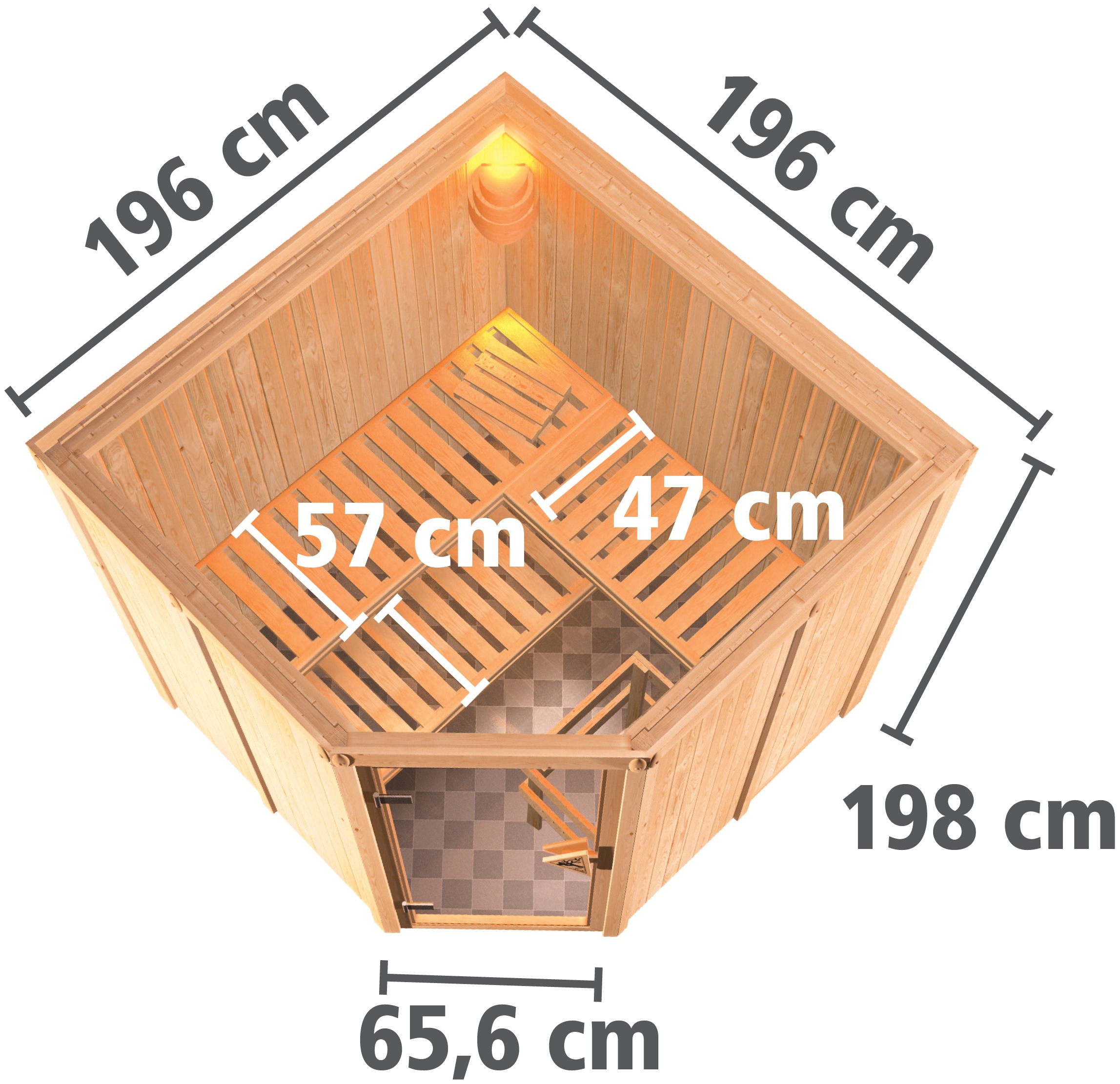 Karibu Sauna »Jarin« Set,  Ofen 9 KW externe Strg easy