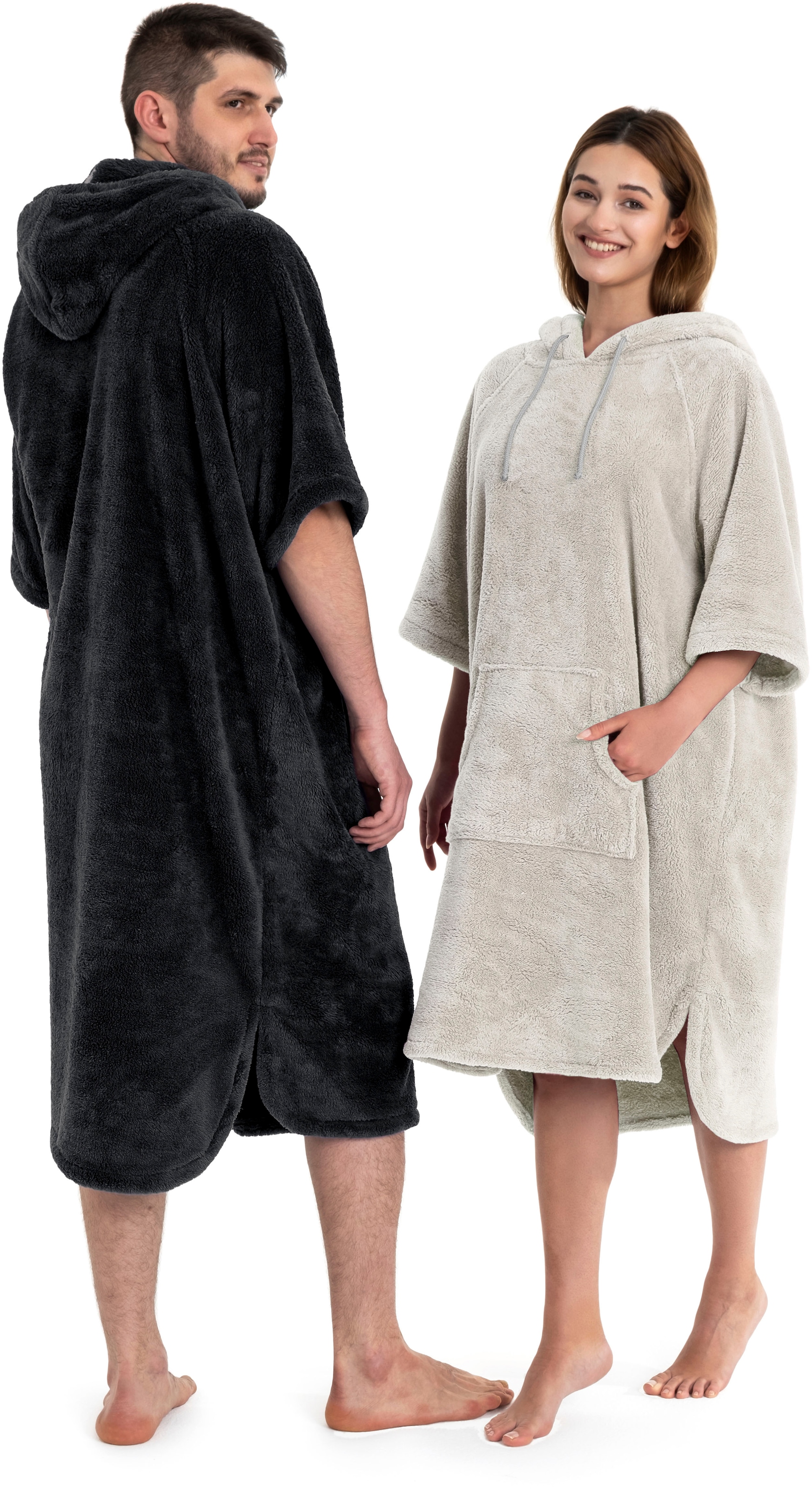 my home Badeponcho »Lillou, ideal für Sauna, Spa & im Urlaub«, (1 St.), weich und kuschelig, Fleece, Unisex, für Damen und Herren, Surfponcho