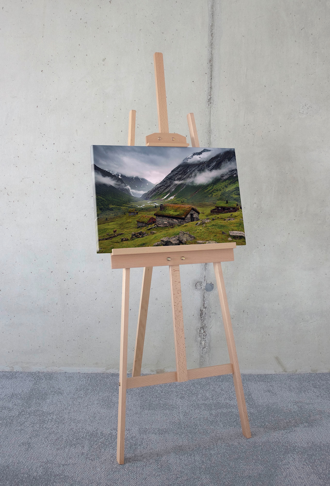 Komar Leinwandbild »Moody Mountains - Größe 60 x 40 cm«, Baum-Blätter-Natur-Berge-Blumen-Foto-Jahreszeiten-Landschaft-Meer-Strand-Palmen, (Packung, 1 St.), Keilrahmenbild mi Echtholzrahmen