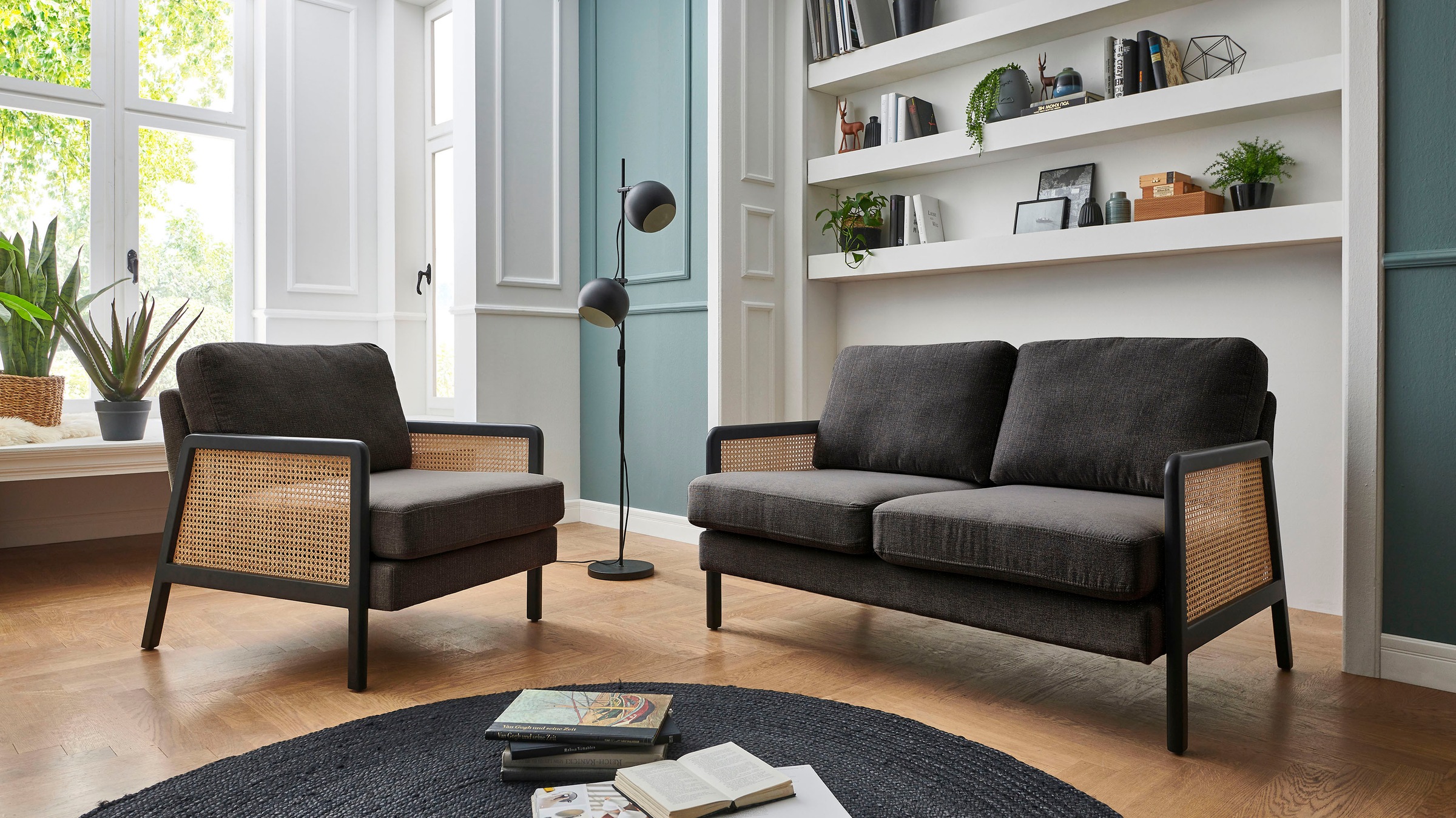 ATLANTIC home collection 2-Sitzer mit Massivholz-Gestell Raten »Marcel«, auf bestellen Wiener-Geflecht-Optik