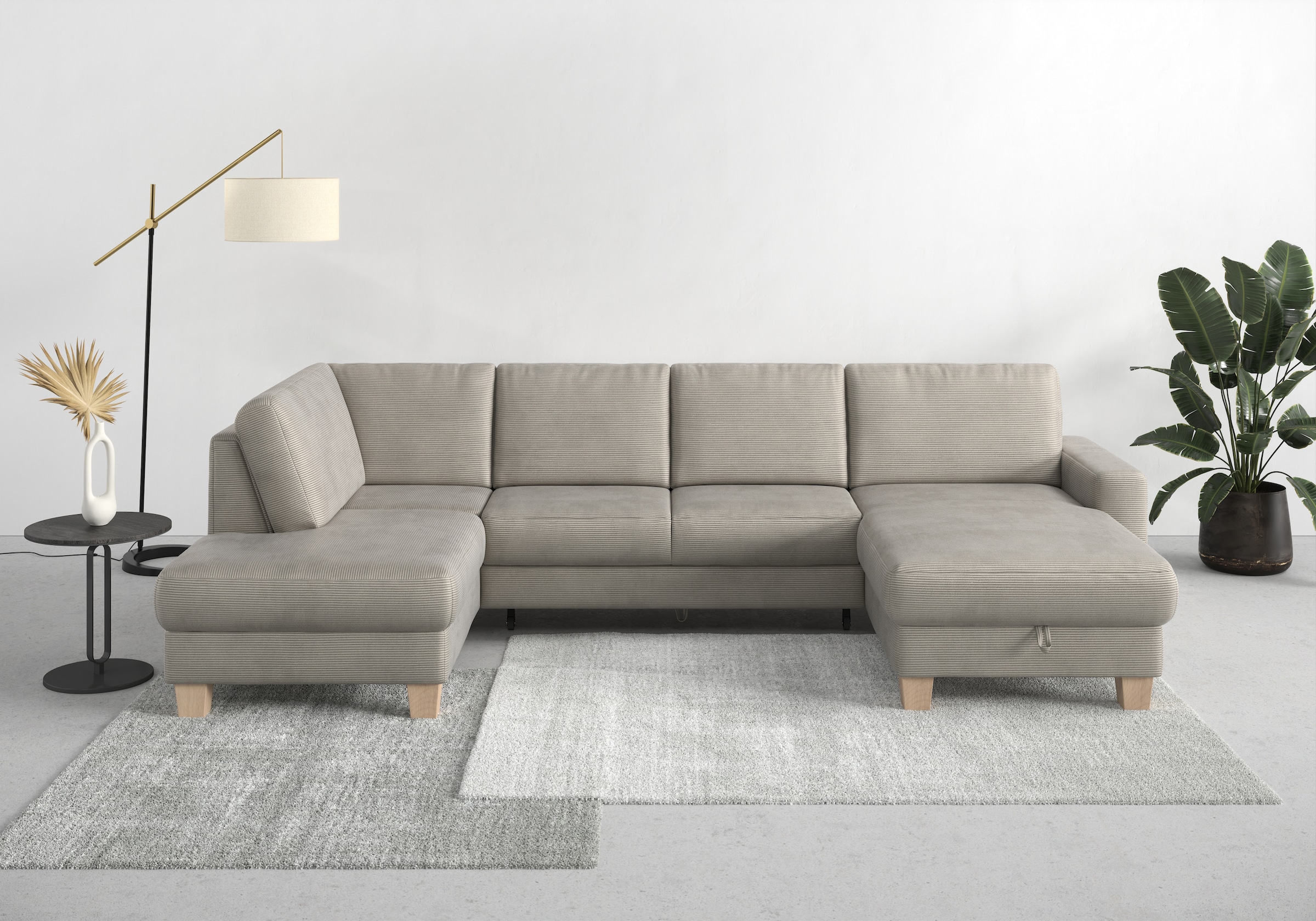 Home affaire Wohnlandschaft »Summer U-Form«, mit oder ohne Bettfunktion und Bettkasten, Cord-Bezug