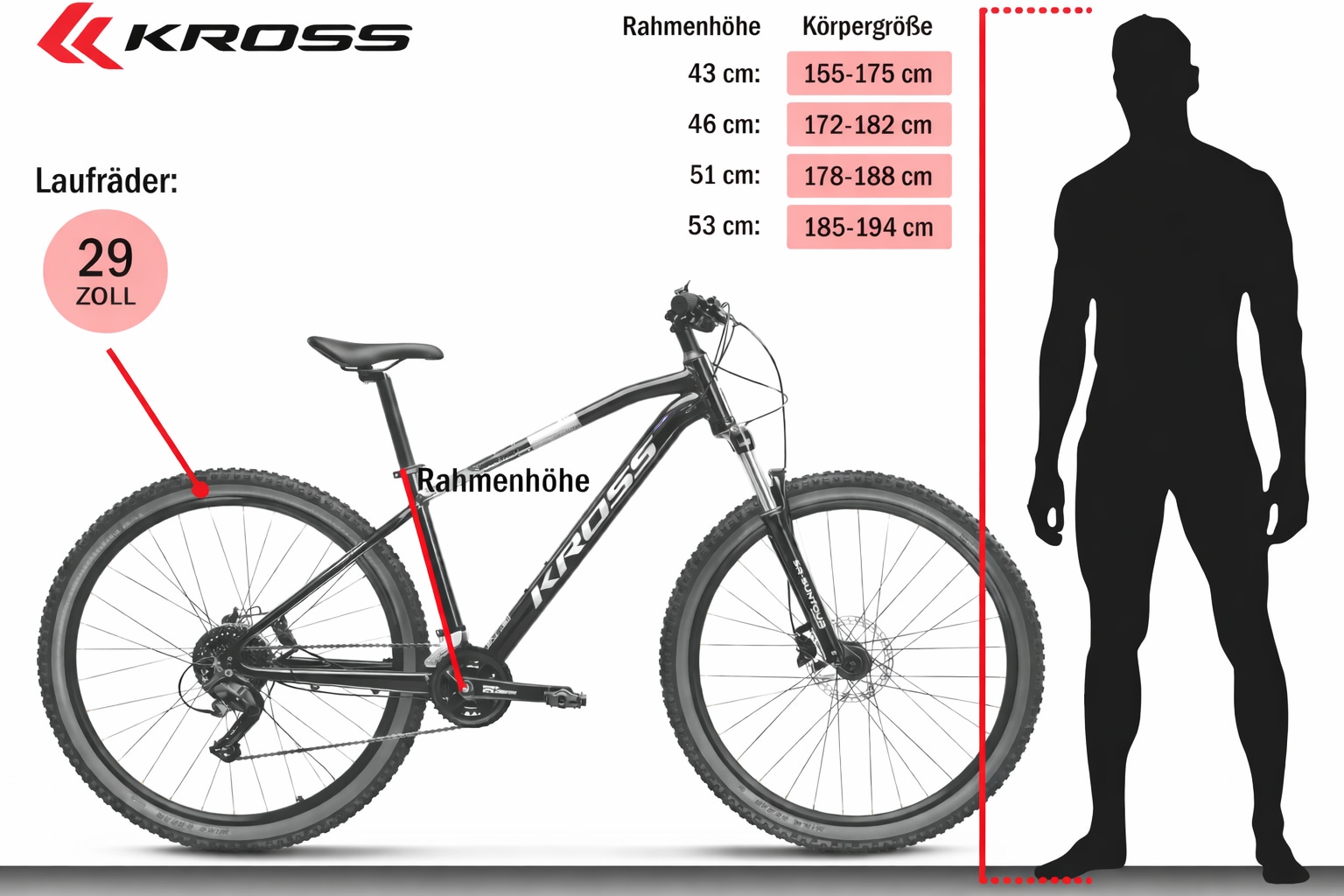 Kross Mountainbike »KROSS Mountainbike Hardtail 29" Hexagon 2.0 Eq grau 21 Gänge« 21 Gang Shimano ALTUS M310 Schaltwerk Kettenschaltung