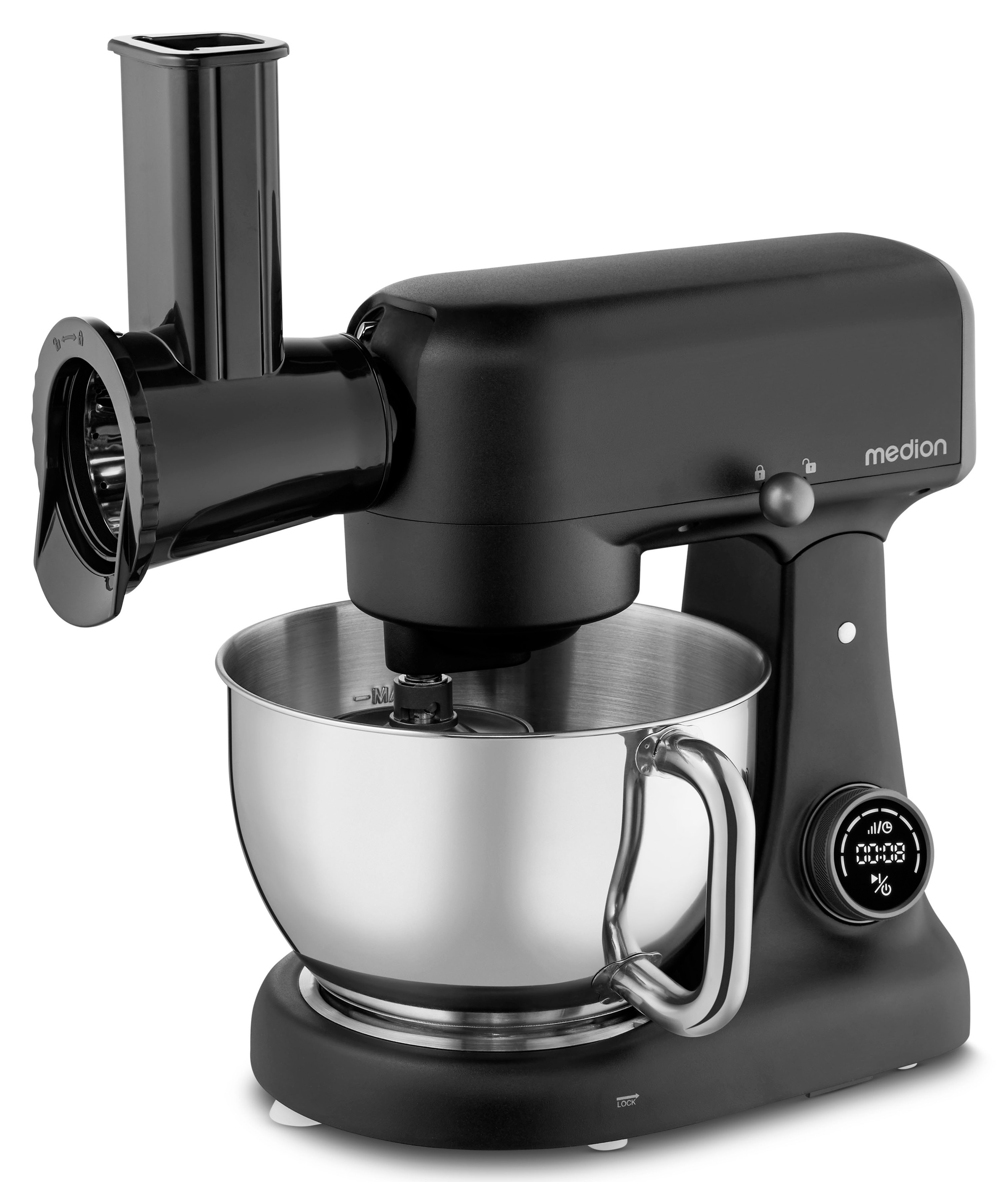 Medion® Küchenmaschine »MD 12600, 8 Geschwindigkeitsstufen, Impulsfunktion, DC-Motor, 4,6 L«, Mit umfangreichem Zubehör-Set, Fleischwolf-Aufsatz, Gemüsereibe