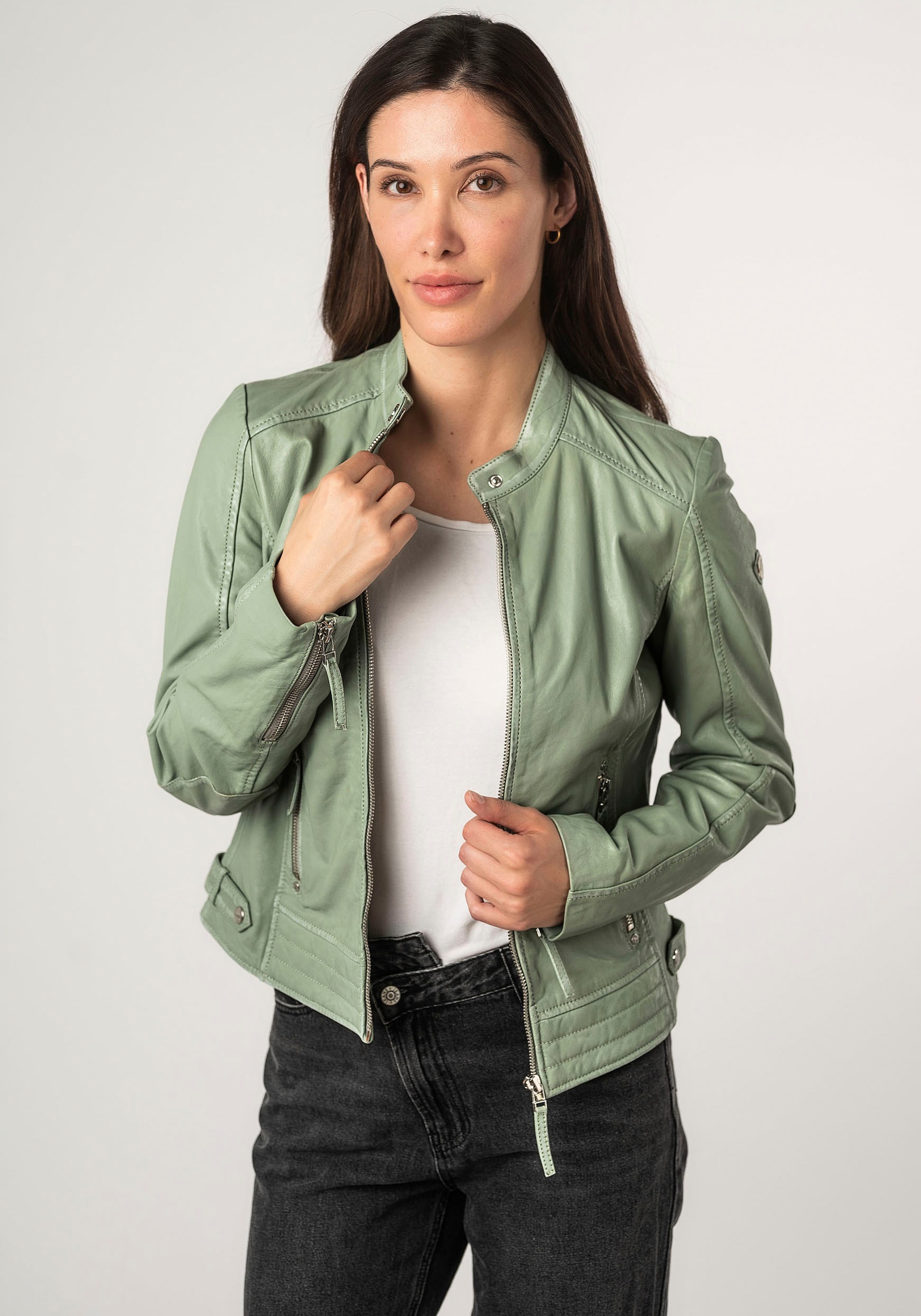 Mauritius Lederjacke »MWFilla«, mit kleinem Stehkragen