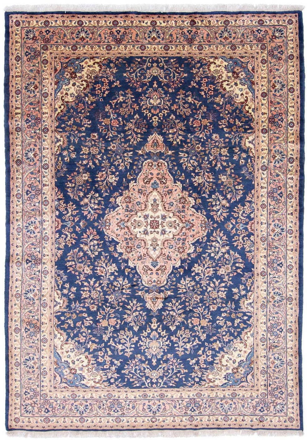 morgenland Wollteppich »Mehraban Medaillon Blu scuro 297 x 205 cm«, rechtec günstig online kaufen