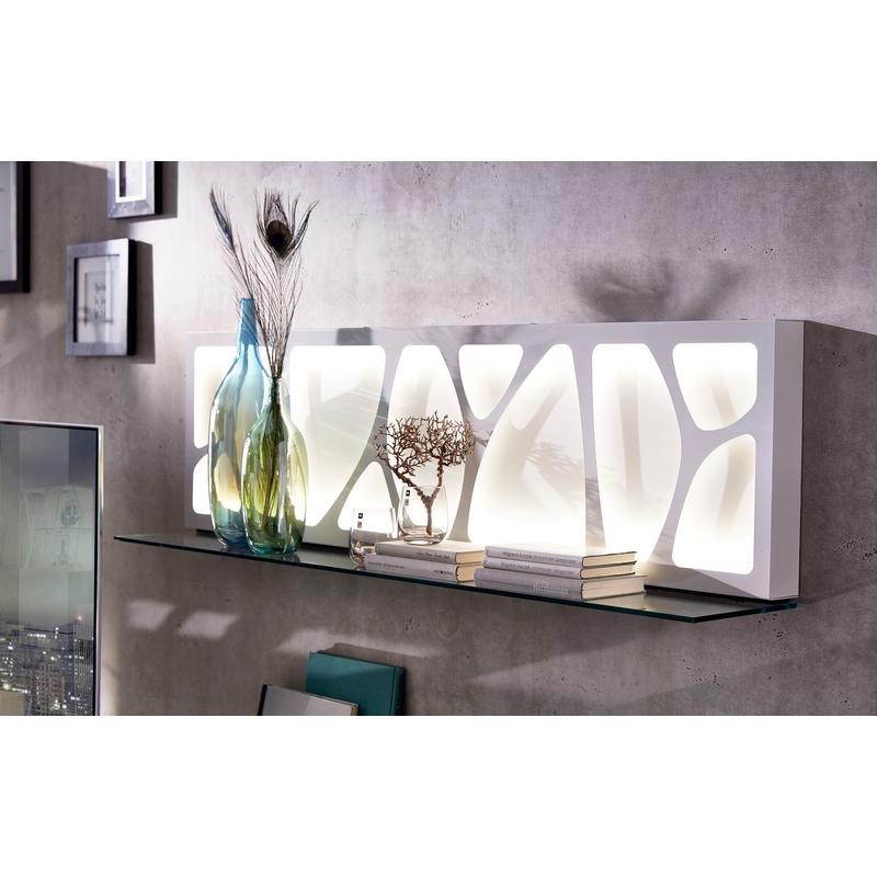 LEONARDO Wandregal »CUBE« mit Genetics, wahlweise mit Beleuchtung, Breite 142 cm Lack weiß