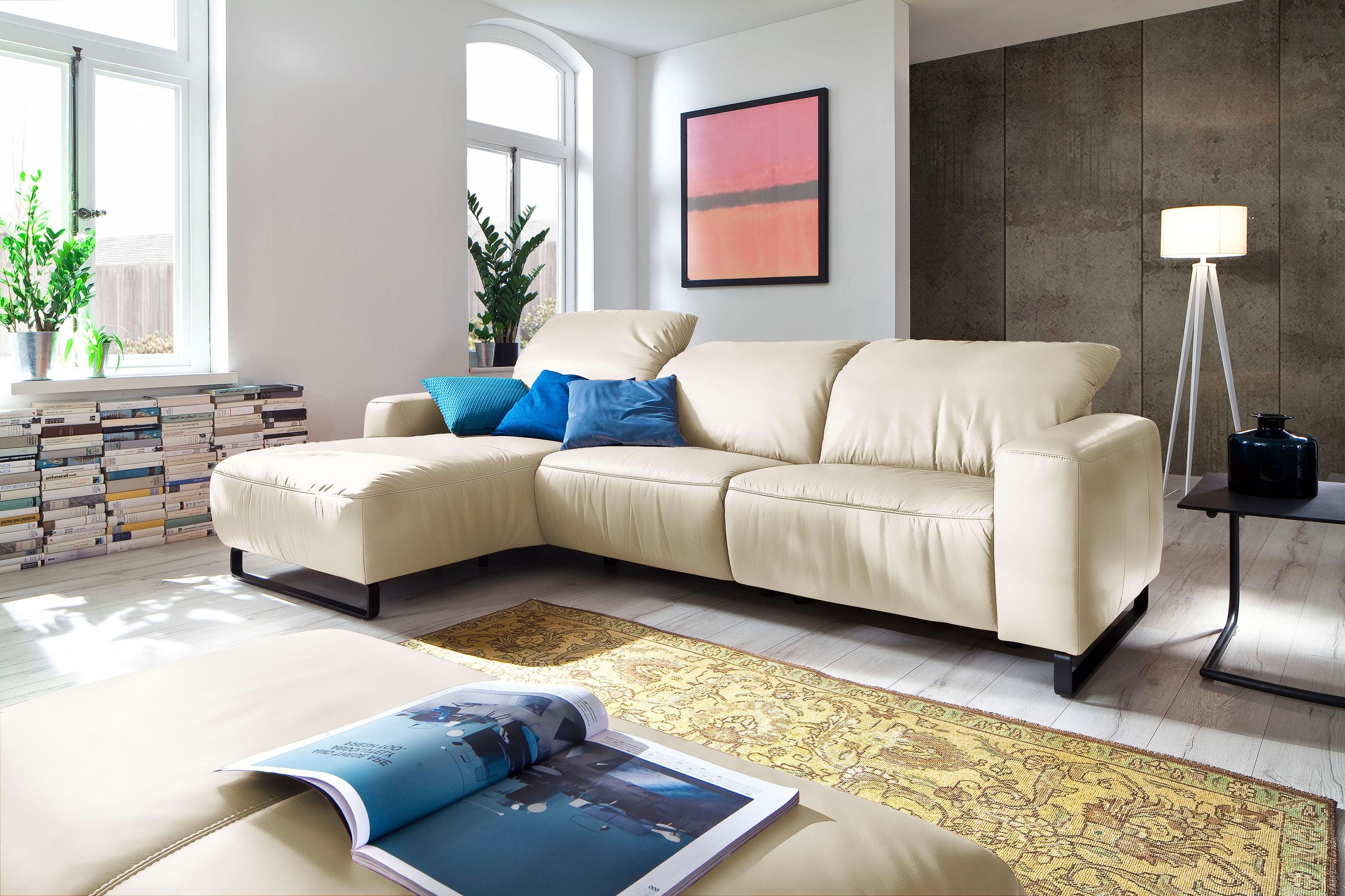 Home affaire Ecksofa »Juist L-Form«, mit Kopfteilverstellung und schwarzen günstig online kaufen