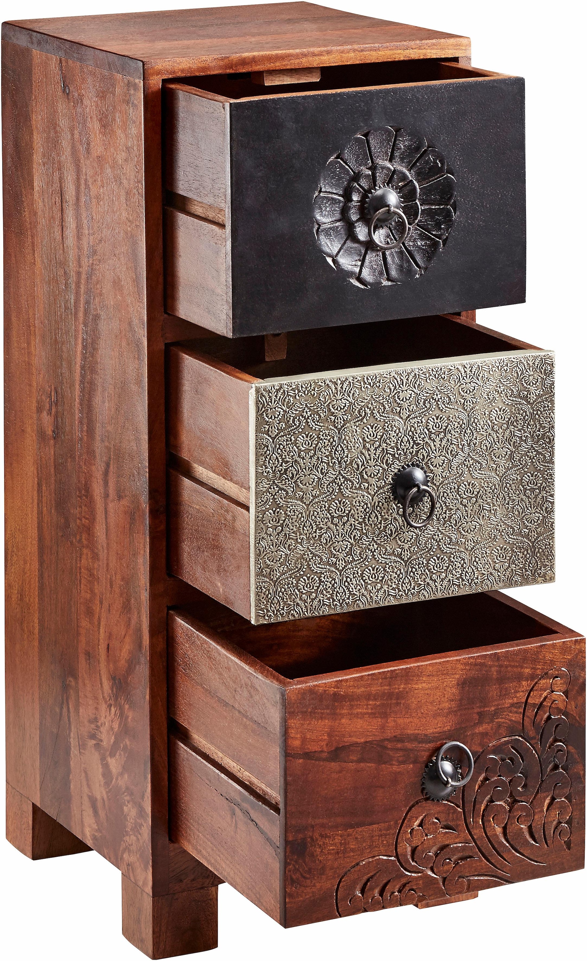 Home affaire Kommode »Mahar«, Breite 30 cm mit Metallfronten