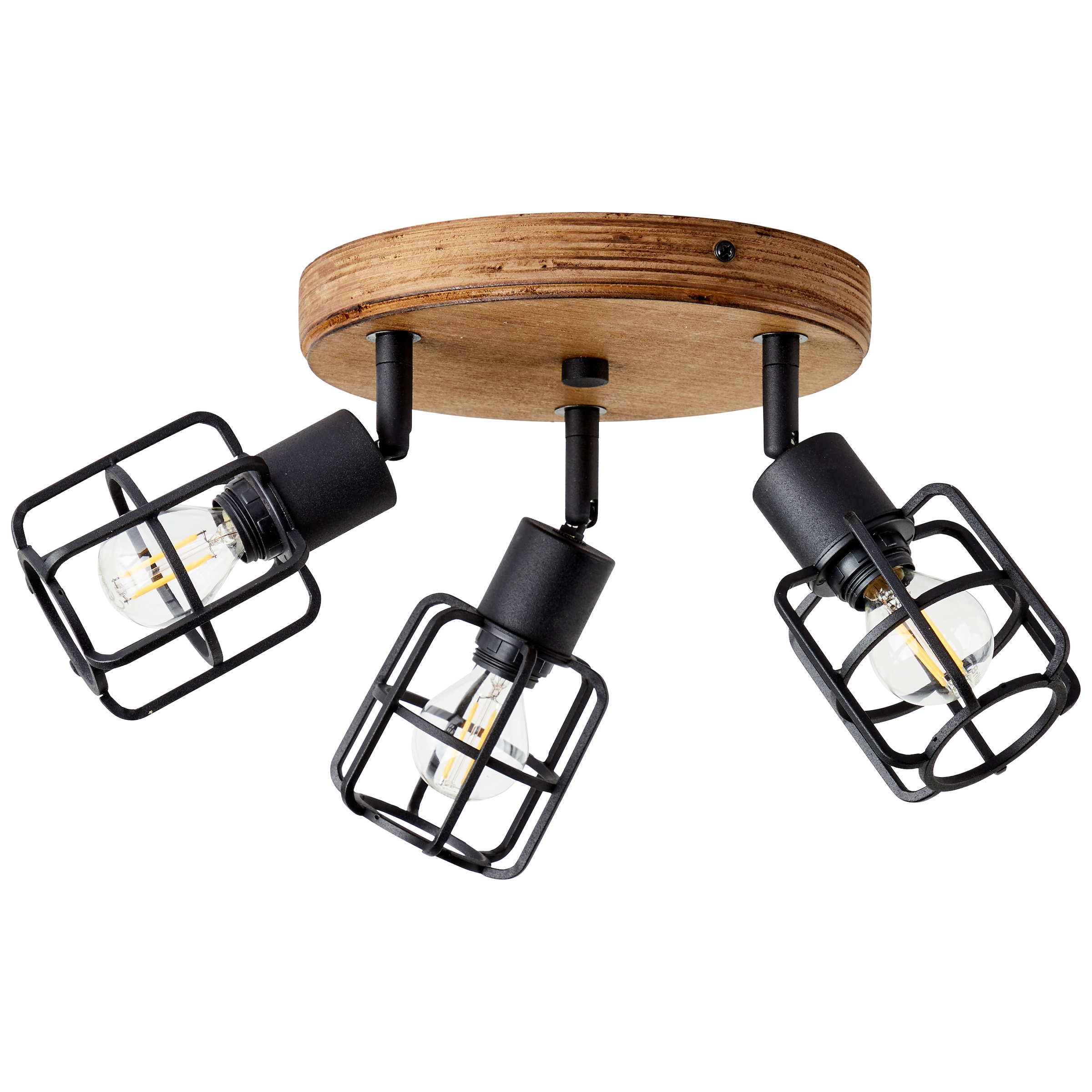 Brilliant Deckenstrahler »Gwen«, 3 flammig, Leuchtmittel E14 | ohne Leuchtmittel, D 35 cm, 3 x E14, schwenkbar, Metall/Holz, antik/schwarz korund