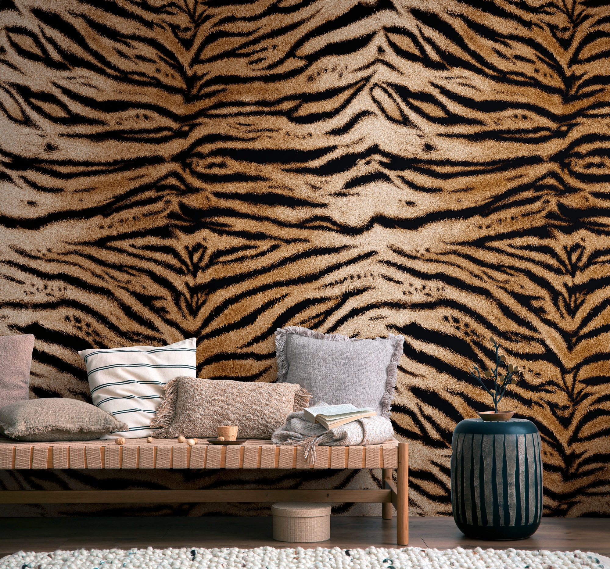 living walls Fototapete »THE WALL III Tiger Tapete Motivtapete Fell Tiger« günstig online kaufen