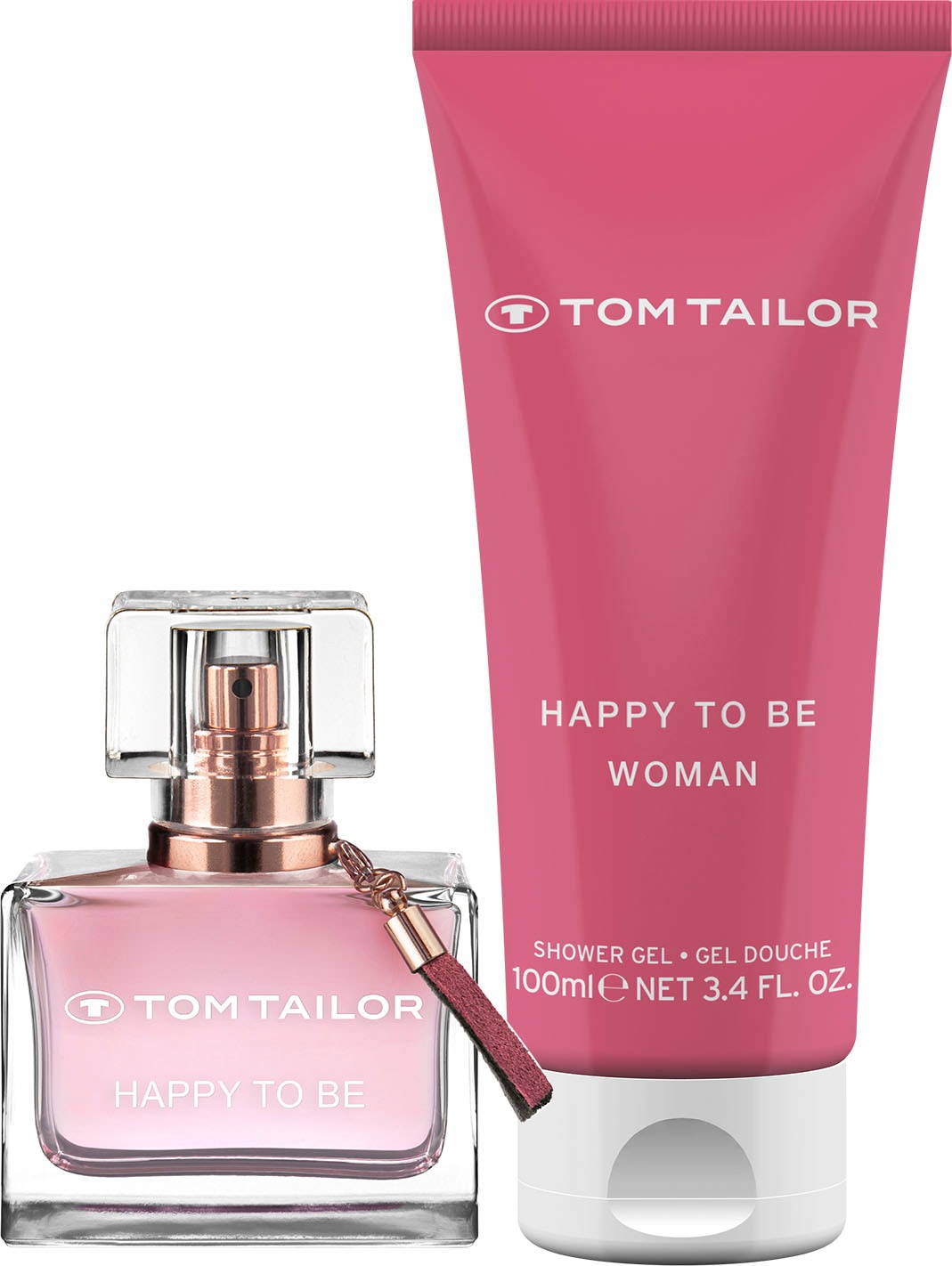 TOM TAILOR Eau de Parfum »Happy to be«, (2 tlg.), EdT, Parfum, Showergel, Geschenkset for her
