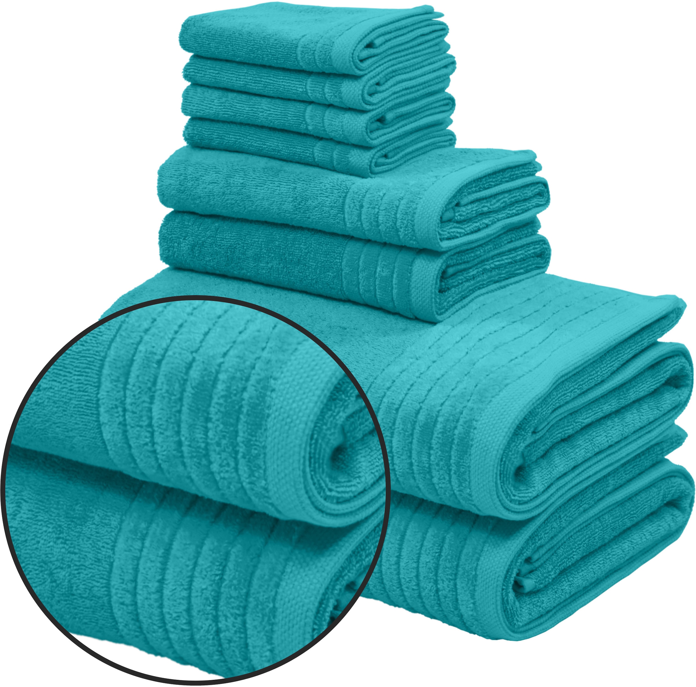Otto Home Handtuch Set "Sanremo Premium, Premium Handtücher, 600 gr/m², dicke Qualität", aqua, 8 Stk., Frottier