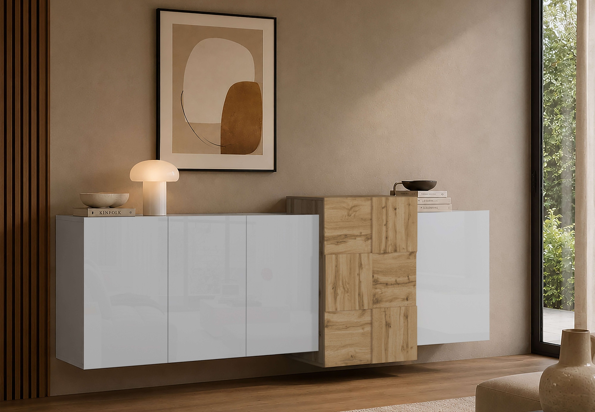 OTTO home Sideboard »Lowboard NEXOS,Lowboard,TV-Kommode,TV-Möbel,TV-Bank,« 1 Stk. tlg. Mit 5 Drehtüren, 8 geschlossenen Fächern, reversibel, B. 210 cm