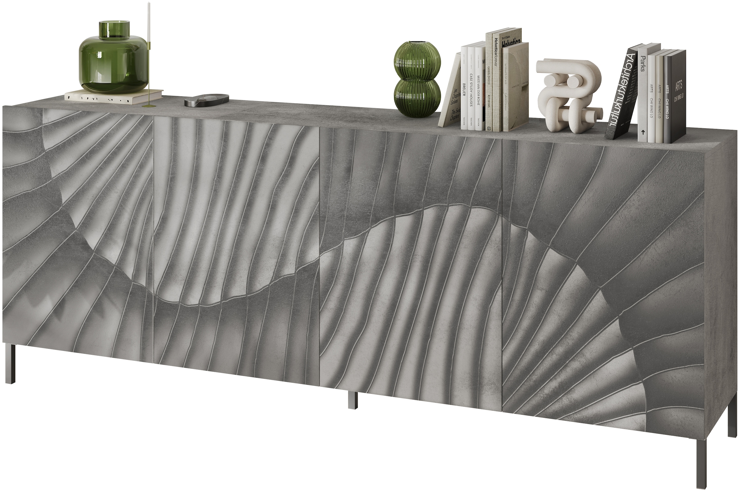 INOSIGN Sideboard »Snake Breite 241 cm, moderne Kommode mit 4 Türen«, Anrichte mit viel Stauraum, Front mit besonderem Siebdruck