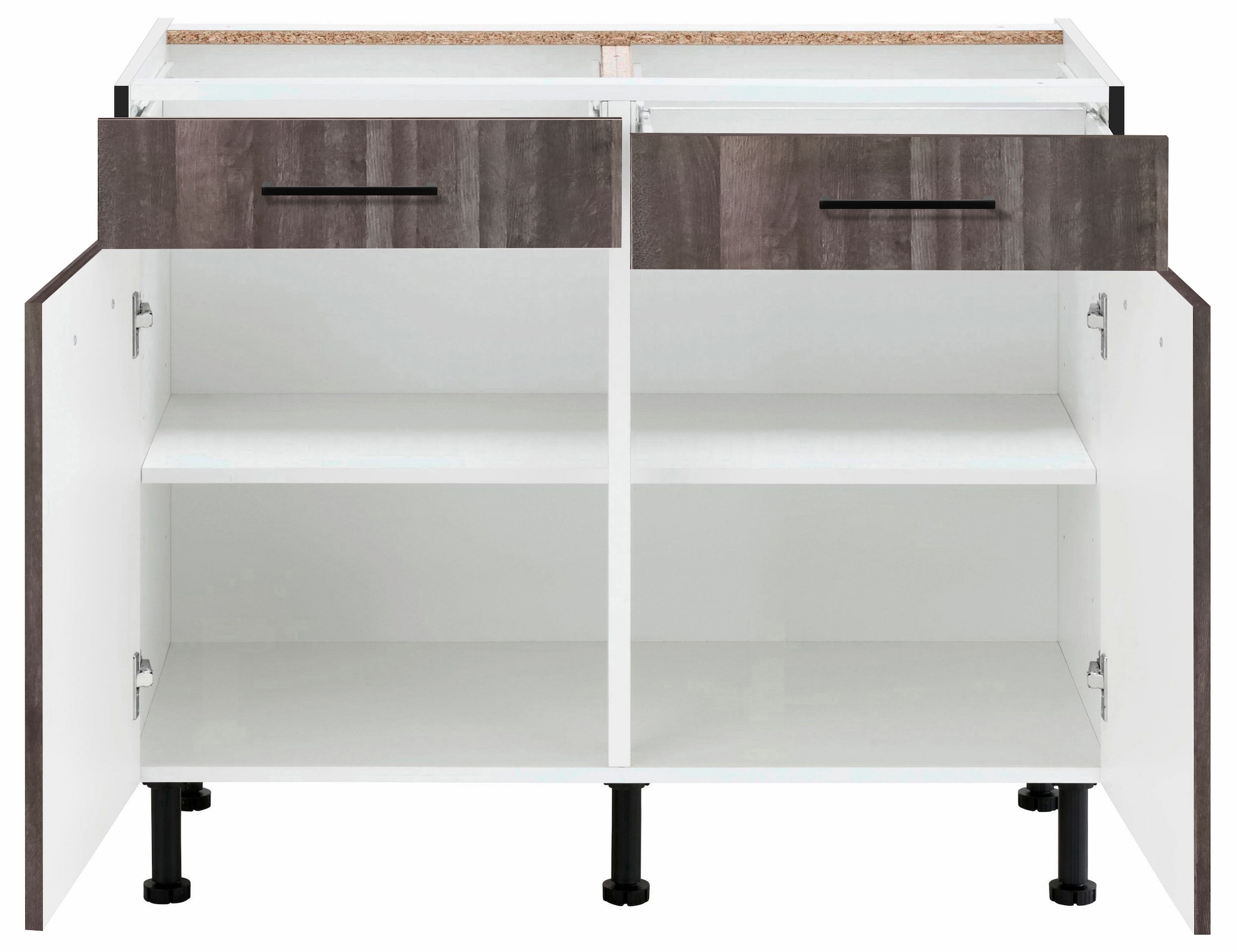 wiho Küchen Unterschrank »Nisos« 100 cm breit, Soft-Close in Schubladen, verstellbare Füße, ohne Platte