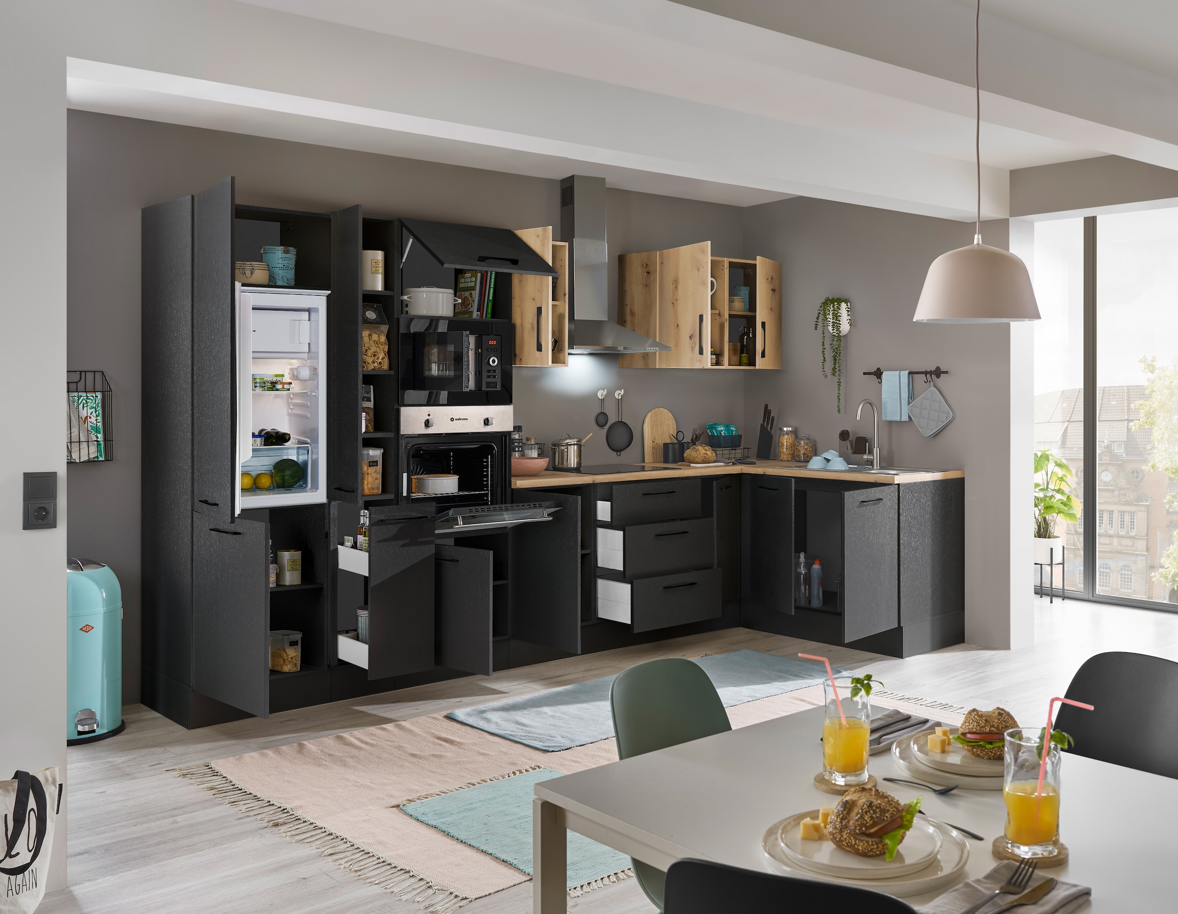 BASIC by Balculina Winkelküche »Turin«, Stellbreite 360x175 cm, wahlweise mit E-Geräten