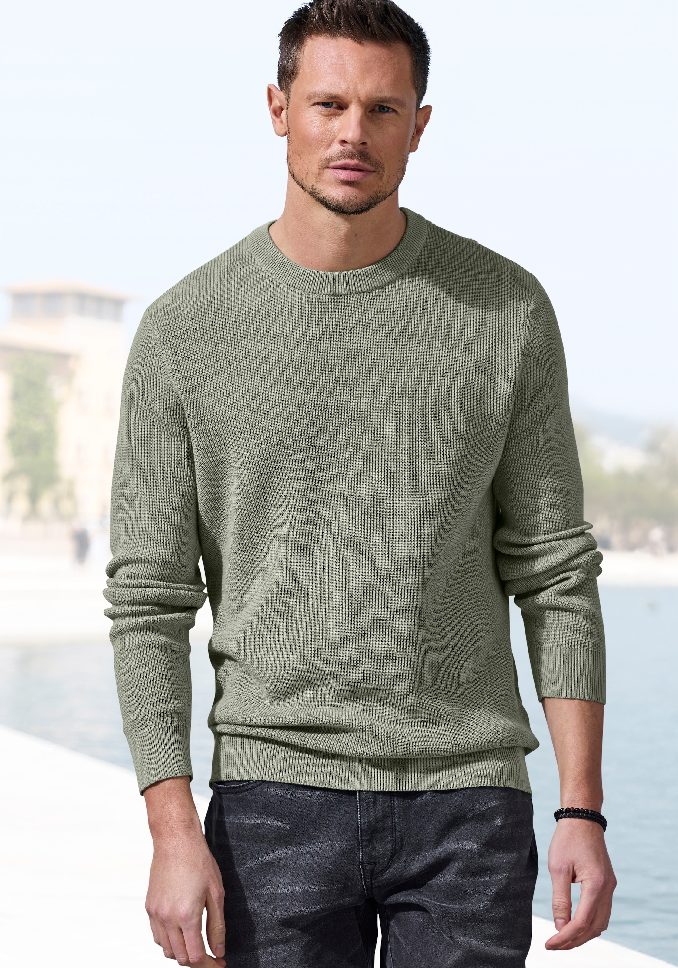 John Devin Strickpullover Pullover in modischen Farben aus Baumwollmischung