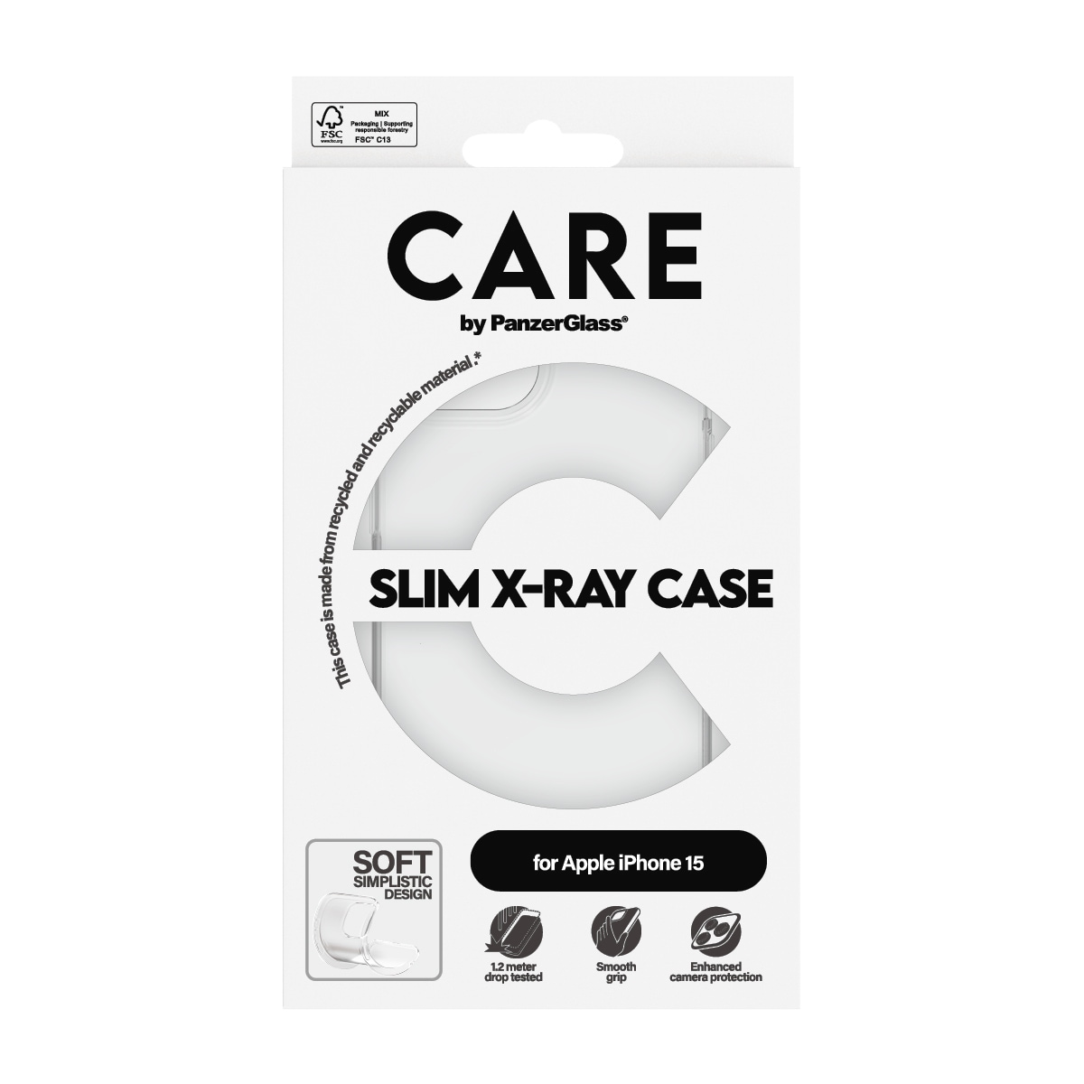 CARE by PanzerGlass Handyhülle »Slim X-Ray Case für Apple iPhone 15 Fashion X-Ray Soft« Backcover, Schutzhülle, Handyschutzhülle, Case, Schutzcase, stoßfest