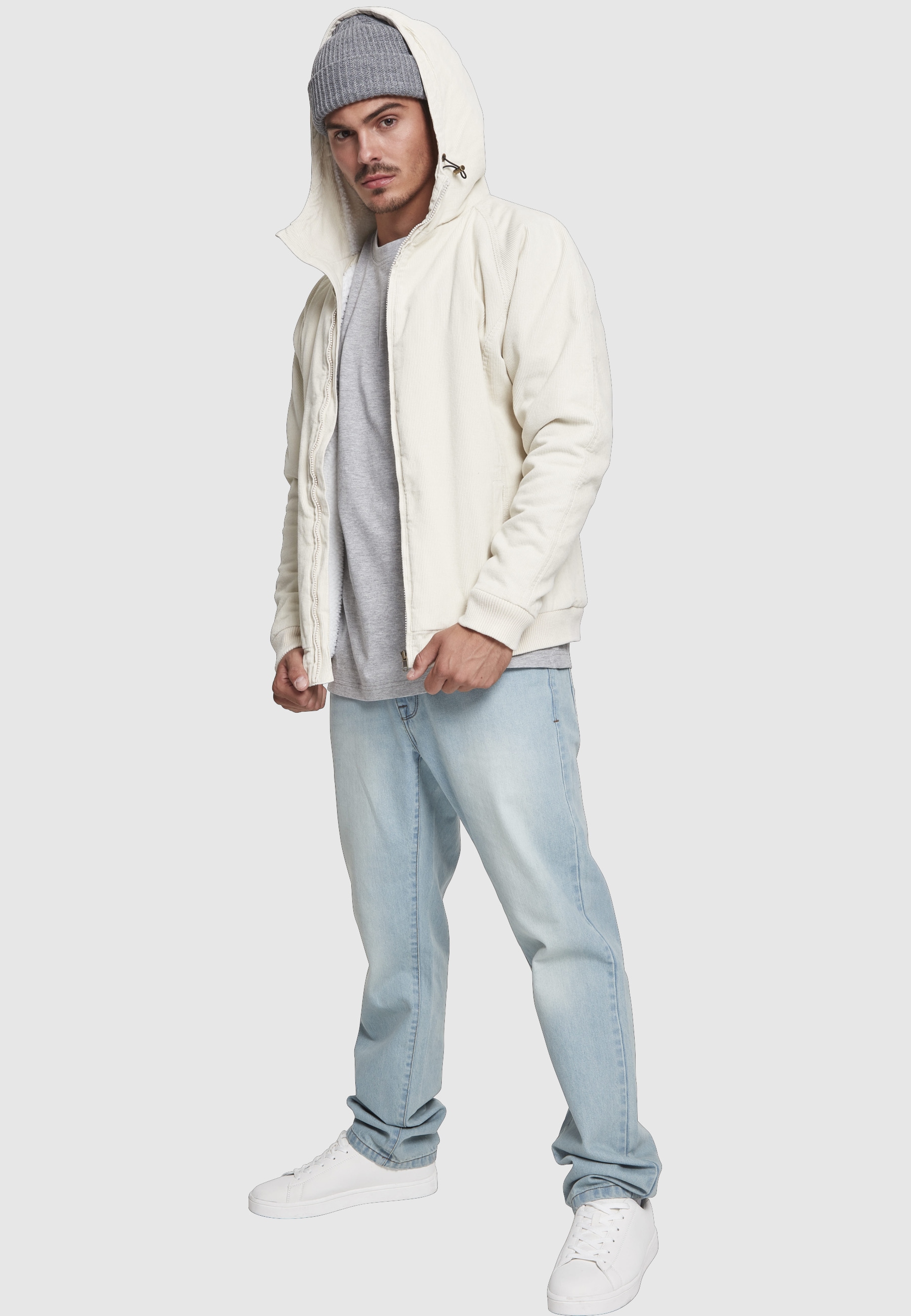 URBAN CLASSICS Winterjacke »Urban Classics Herren Hooded Corduroy Jacket« 1 Stk. tlg. mit Kapuze