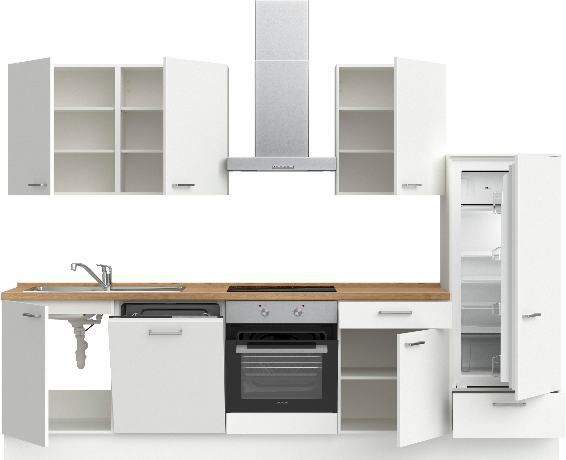 nobilia® Küchenzeile »"Touch I"«, vormontiert, Ausrichtung wählbar, Breite 300 cm, wahlw. mit E-Geräten