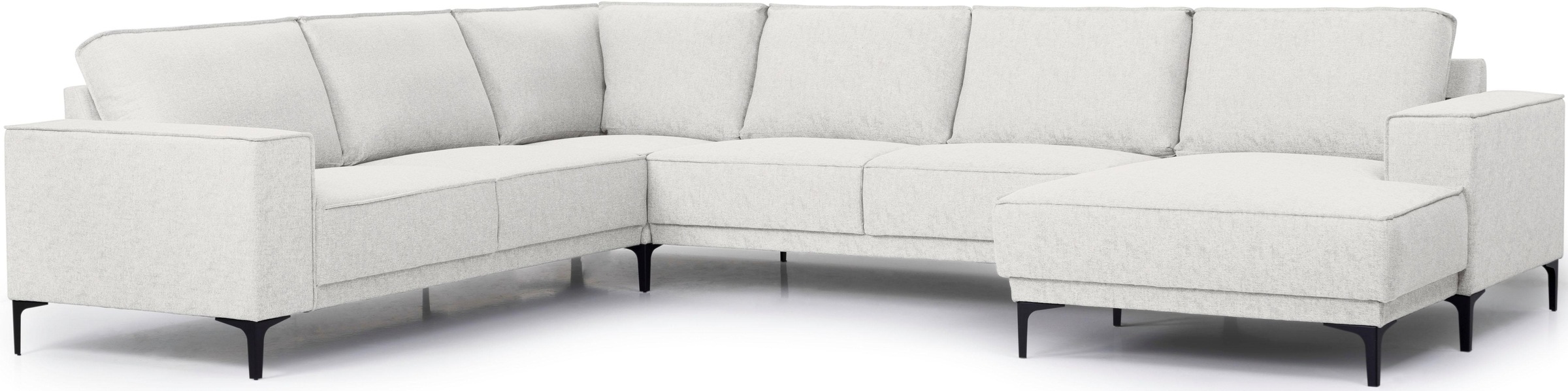Places of Style Wohnlandschaft »XXL Sofa Oland, Struktur, Flachgewebe, Luxus-Microfaser, Boucle«, U-Form, 342 cm, Wellenunterfederung, Skandi-Design, Metallfüße