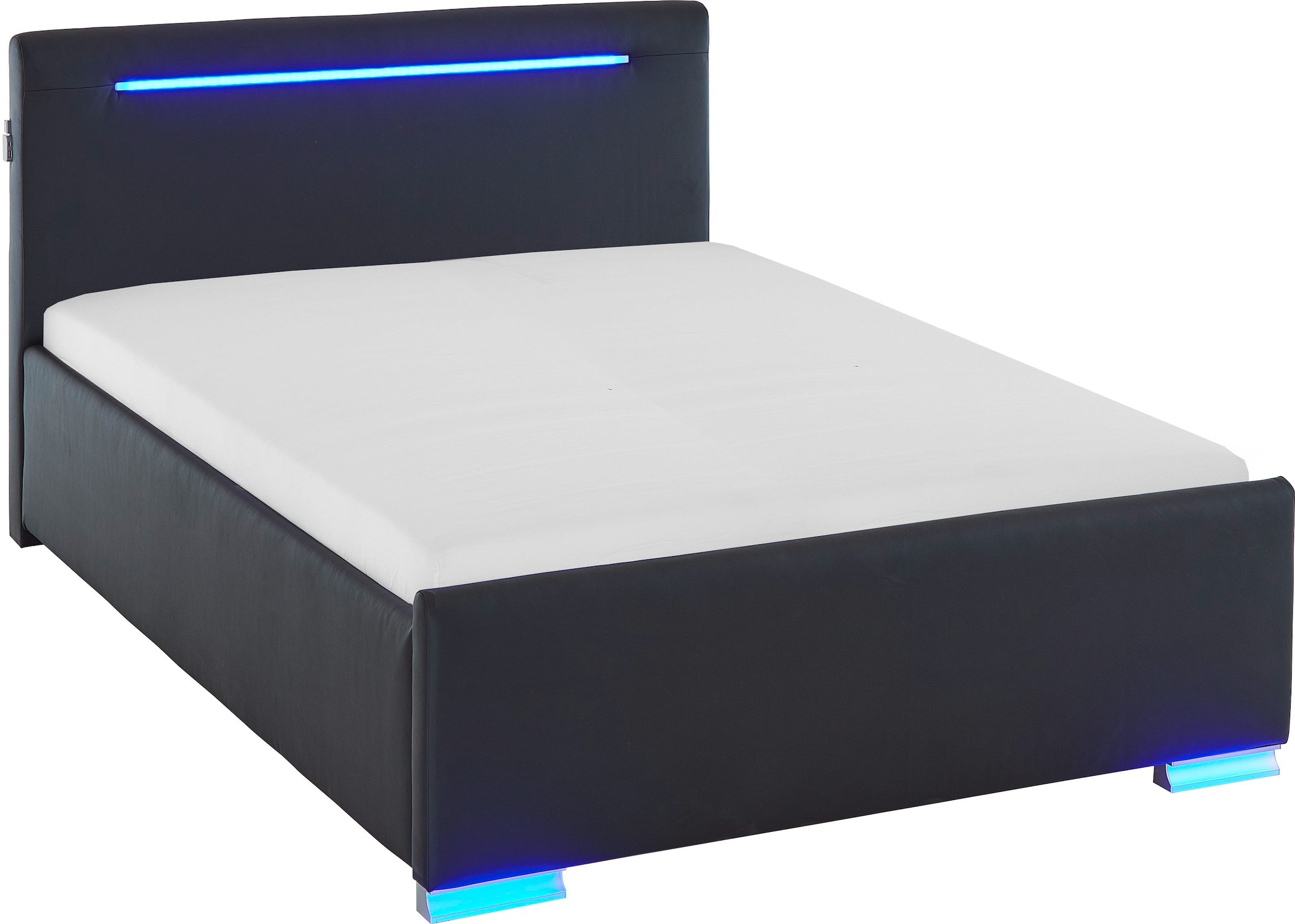 meise.möbel Polsterbett »Las Vegas III mit LED-Beleuchtung und USB-Anschluss«, erhältlich in den Breiten 140 & 180cm
