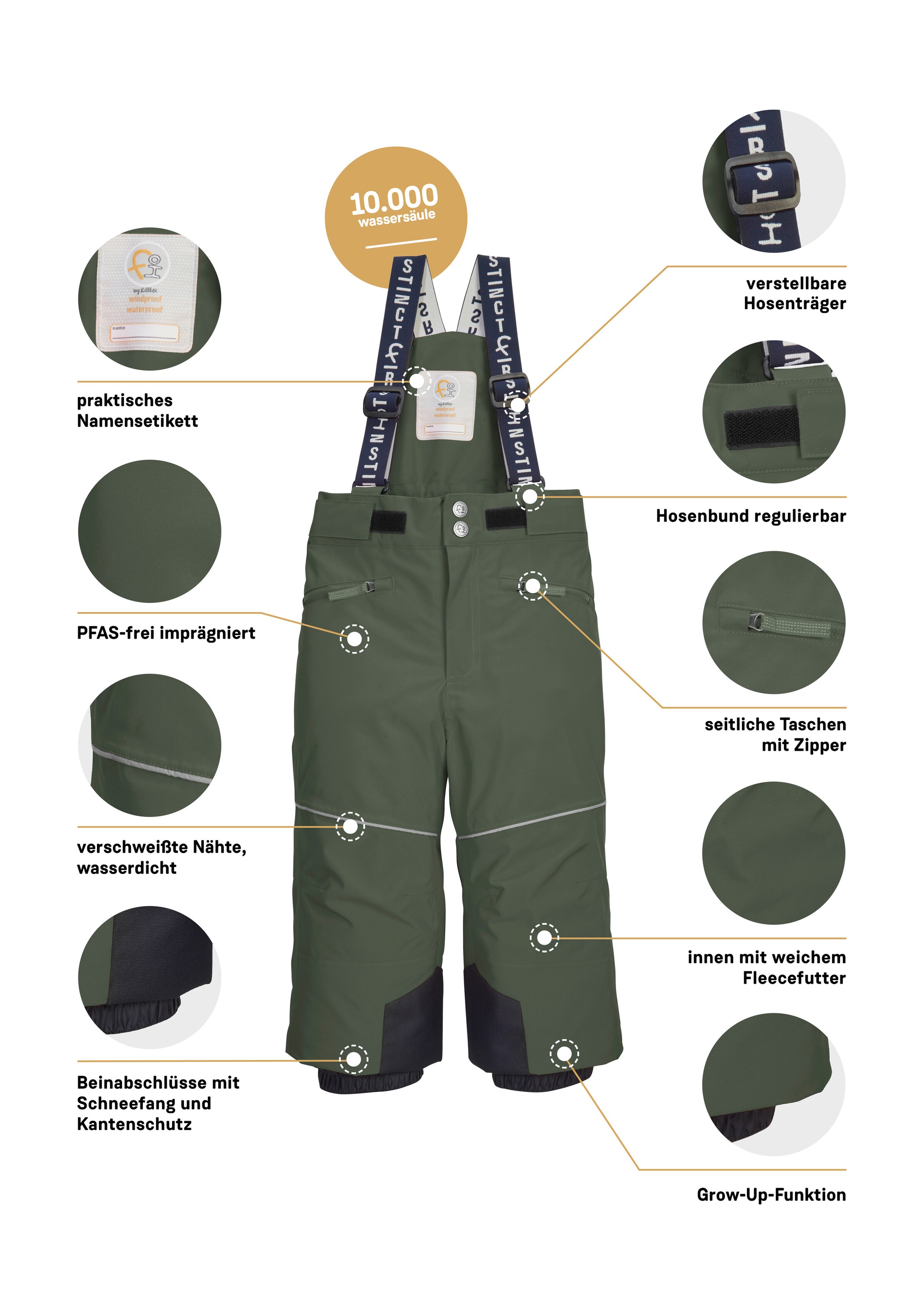 first instinct by killtec Skihose »FISW 48 MNS SKI PNTS«, Wasser- und winddichte Schneehose mit Grow-Up-Funktion und PFAs-frei